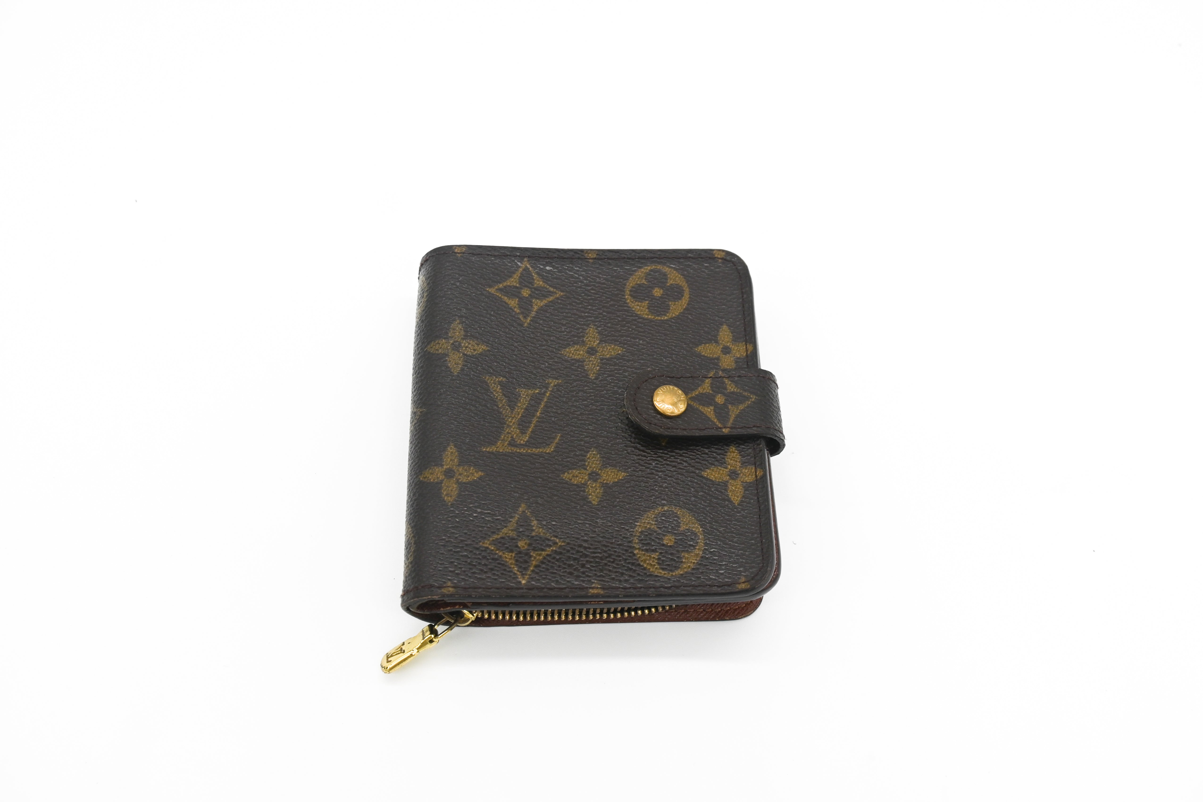 Authentic Louis Vuitton Monogram Compact Zip Bifold Wallet Coin Purse M61667