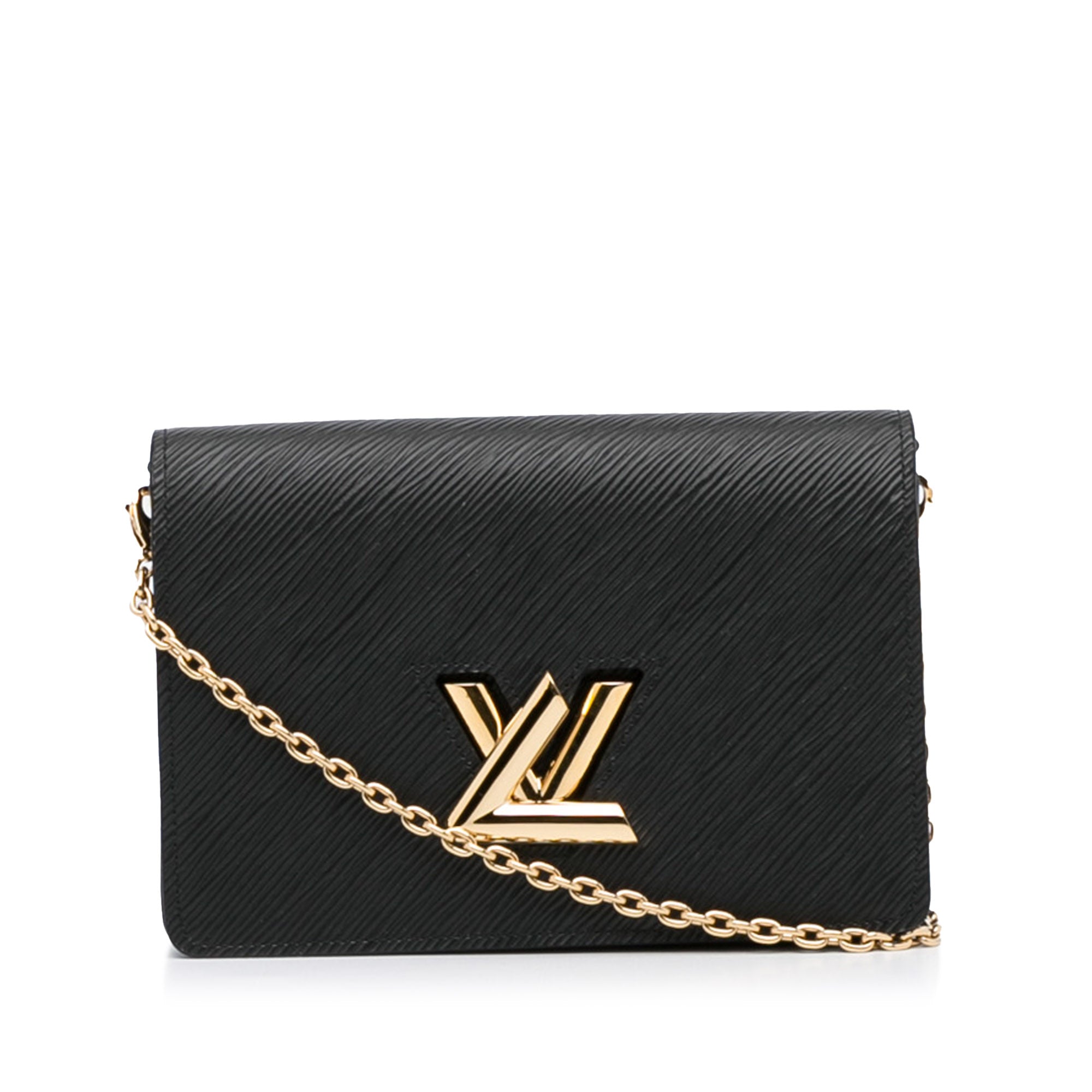 Gorgeous Authentic Louis Vuitton Black Epi Twist Belt Chain Wallet  Crossbody Bag