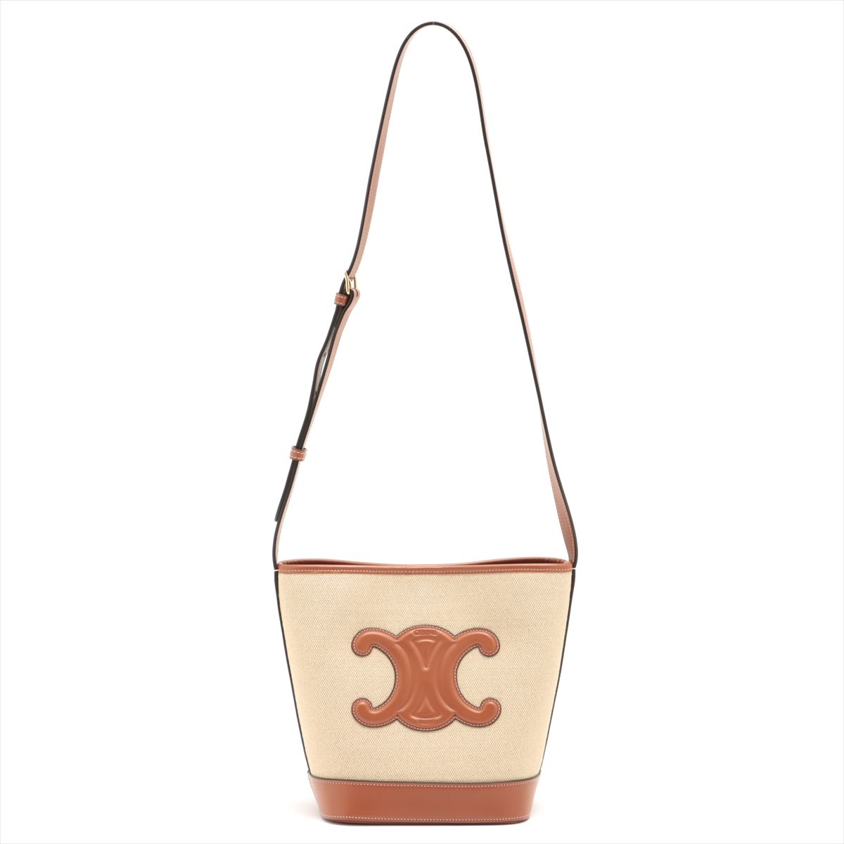 Celine Cuir Triomphe Small Bucket Canvas & Leather Shoulder Bag Natura –  Vault 55