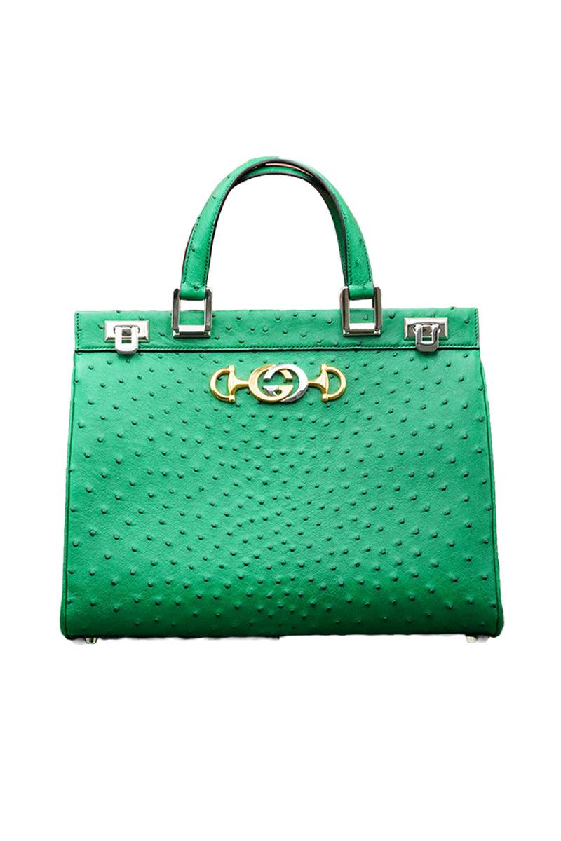 Gucci Zumi Ostrich Medium Top Handle Bag