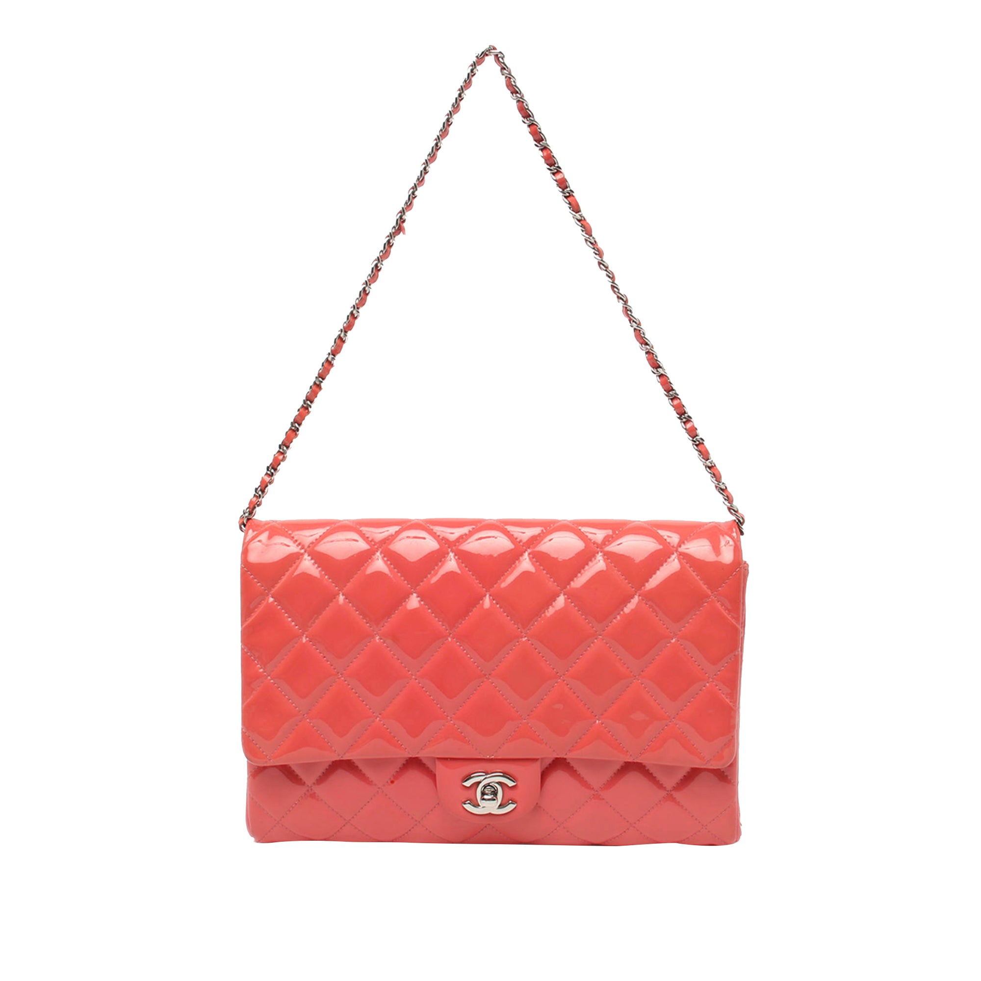 CHANEL Chanel Patent Leather Flap Bag Coral - Vault 55