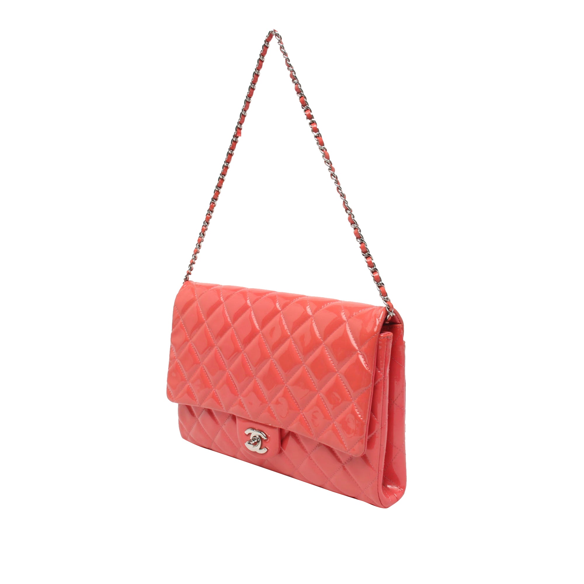 CHANEL Chanel Patent Leather Flap Bag Coral - Vault 55