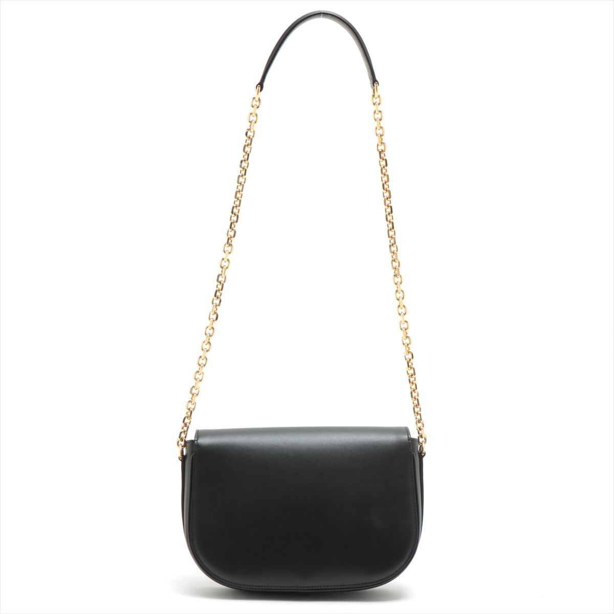 Celine Medium Chain Maillon Chain Triomphe Bag in Black Shiny Calfskin