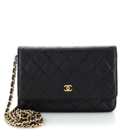 Chanel Caviar Leather Wallet on Chain Black with Gold Hardware - Vault 55 | Authentic Preowned Luxury