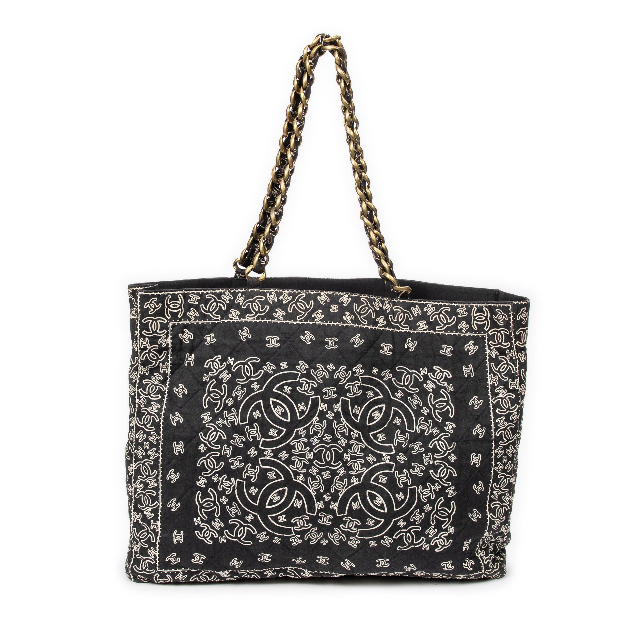 Chanel Rare Black Jumbo Bandana Quilted Tote - Vault 55 | Preowned Designer Handbags