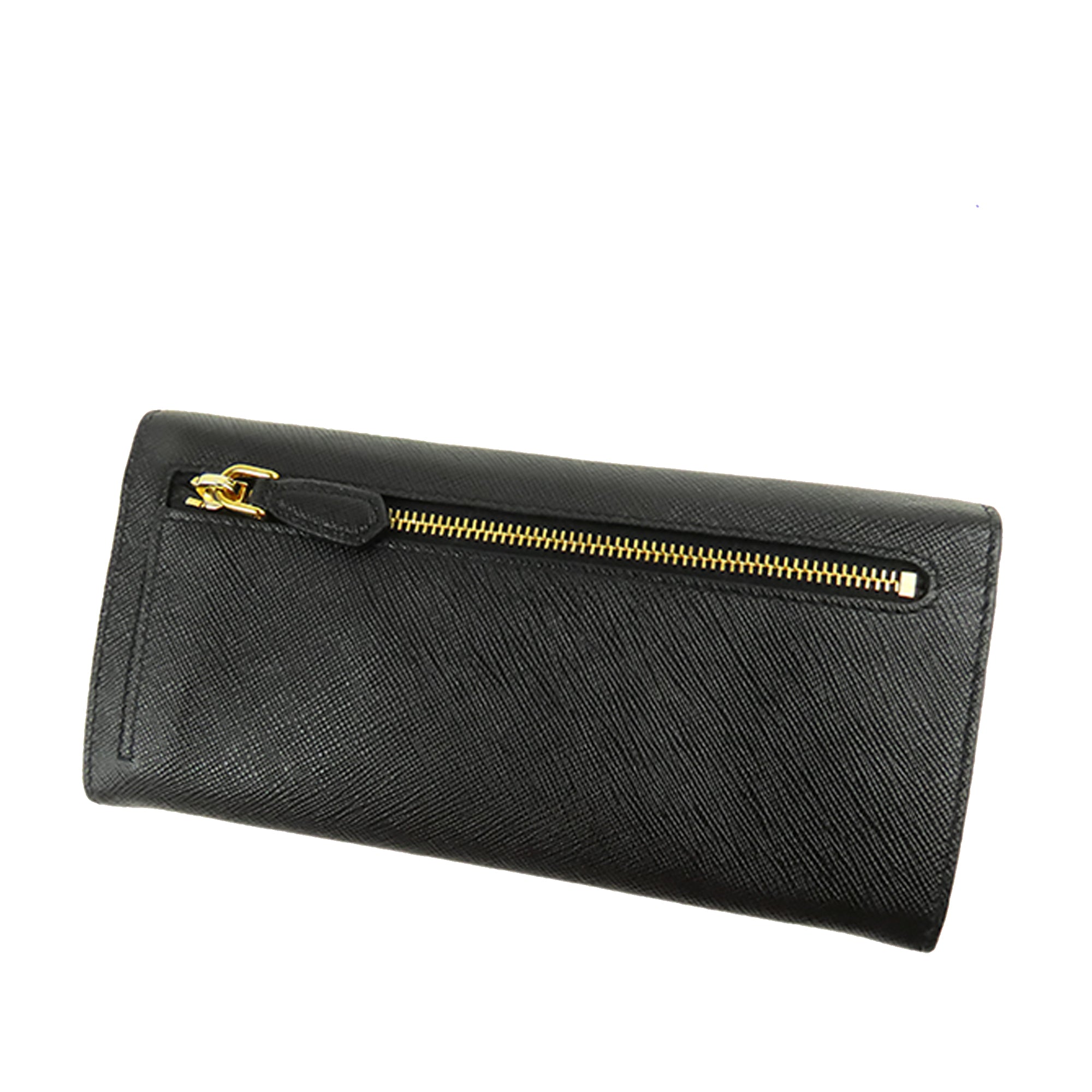 PRADA Prada Nero Saffiano Leather Long Wallet Wristlet with Card Holder - Vault 55