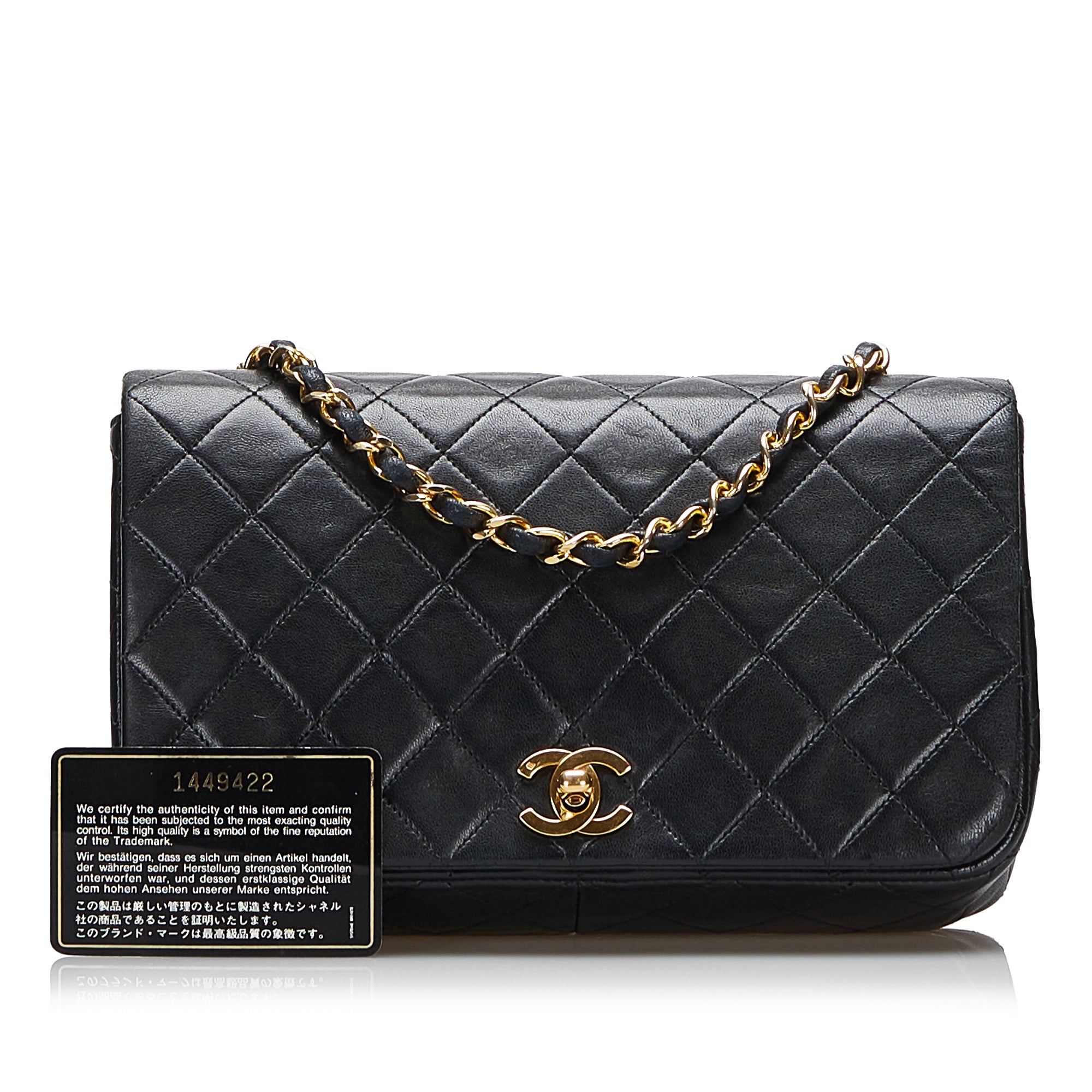 chanel quilted lambskin flap bag black
