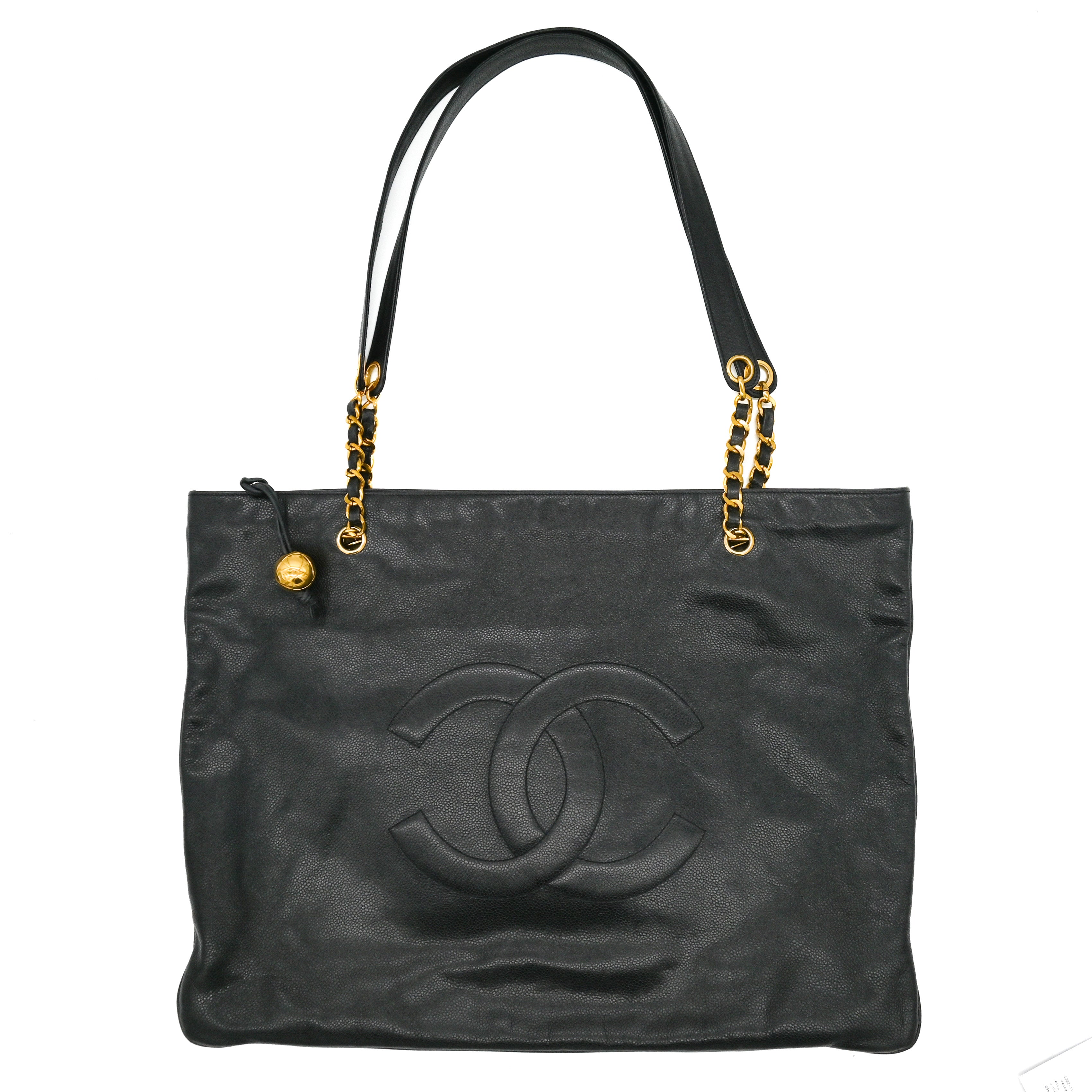 chanel vintage leather tote large