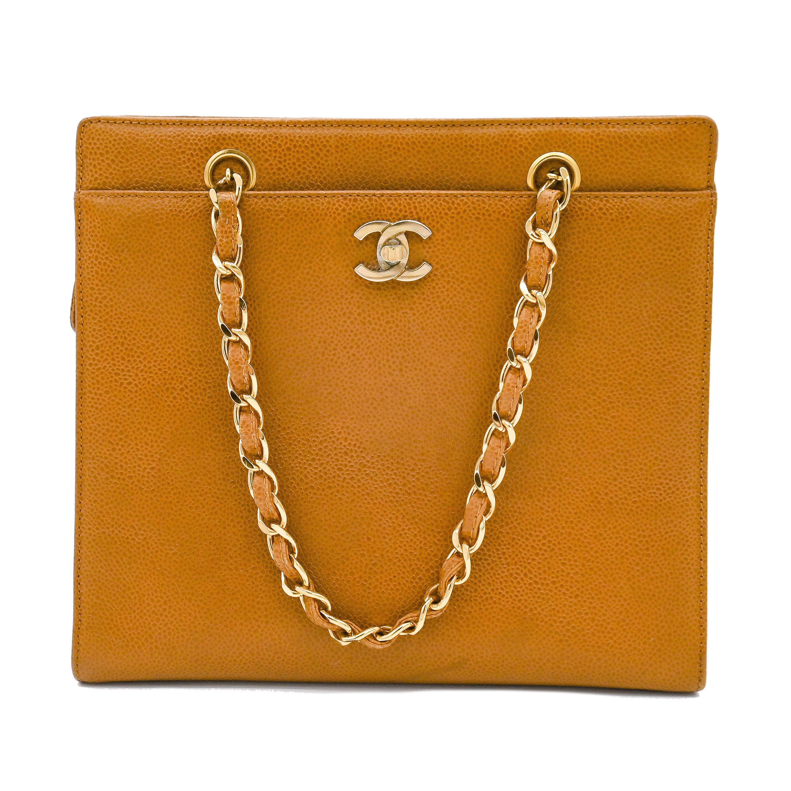 CHANEL Chanel Camel Brown Caviar Leather Vintage Tote - Vault 55