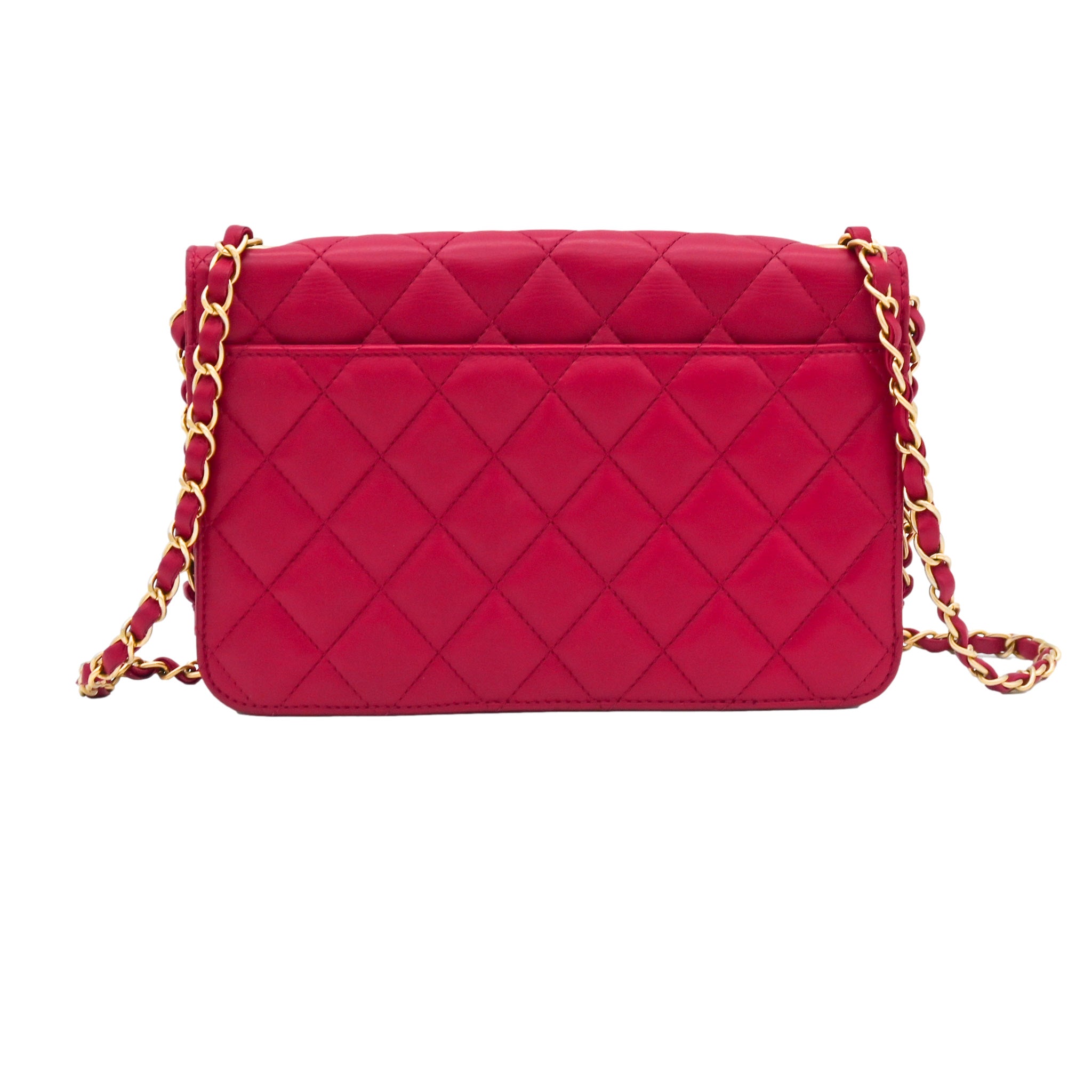 CHANEL Chanel Matelasse Red Lambskin Shoulder Bag - Vault 55