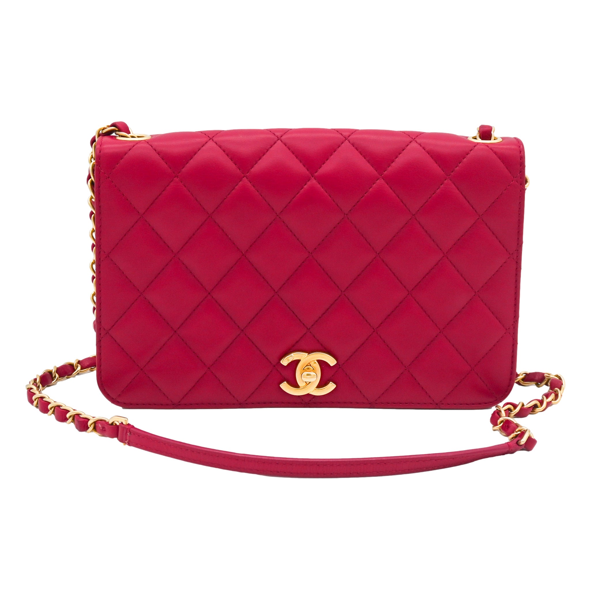 CHANEL Chanel Matelasse Red Lambskin Shoulder Bag - Vault 55