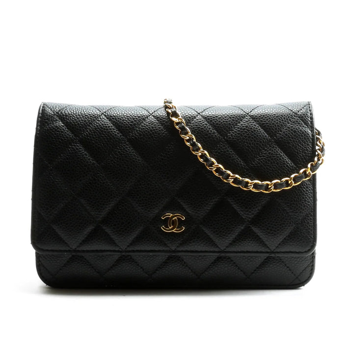Chanel Caviar Leather Wallet on Chain Black with Gold Hardware – Vault 55