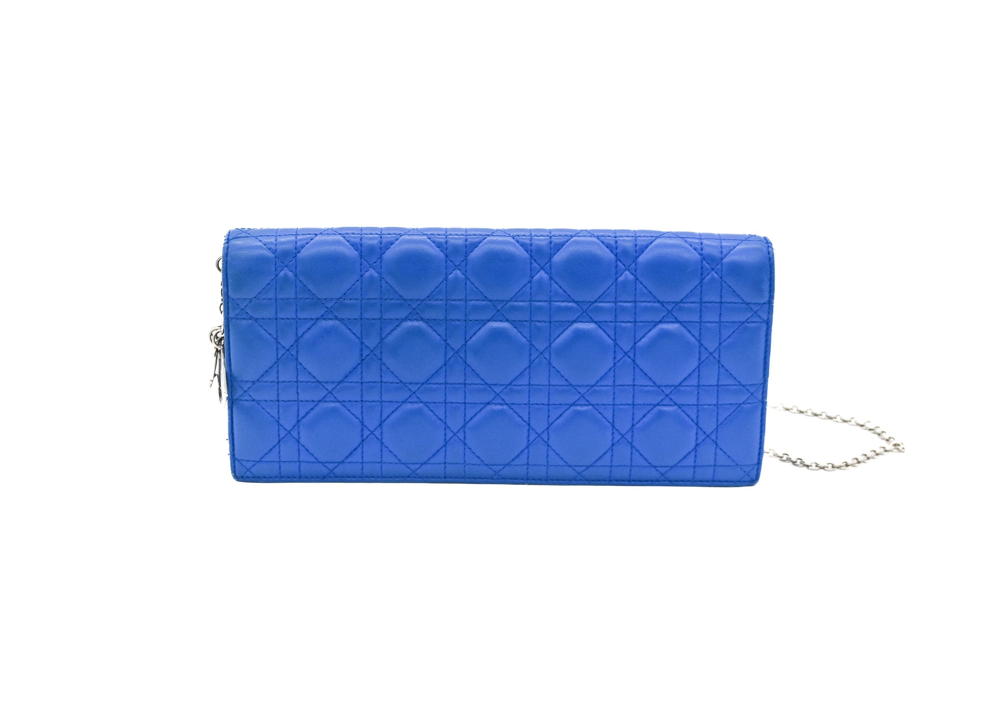 DIOR Dior Quilted Cannage Leather Lady Dior Chain Clutch Blue - Vault 55