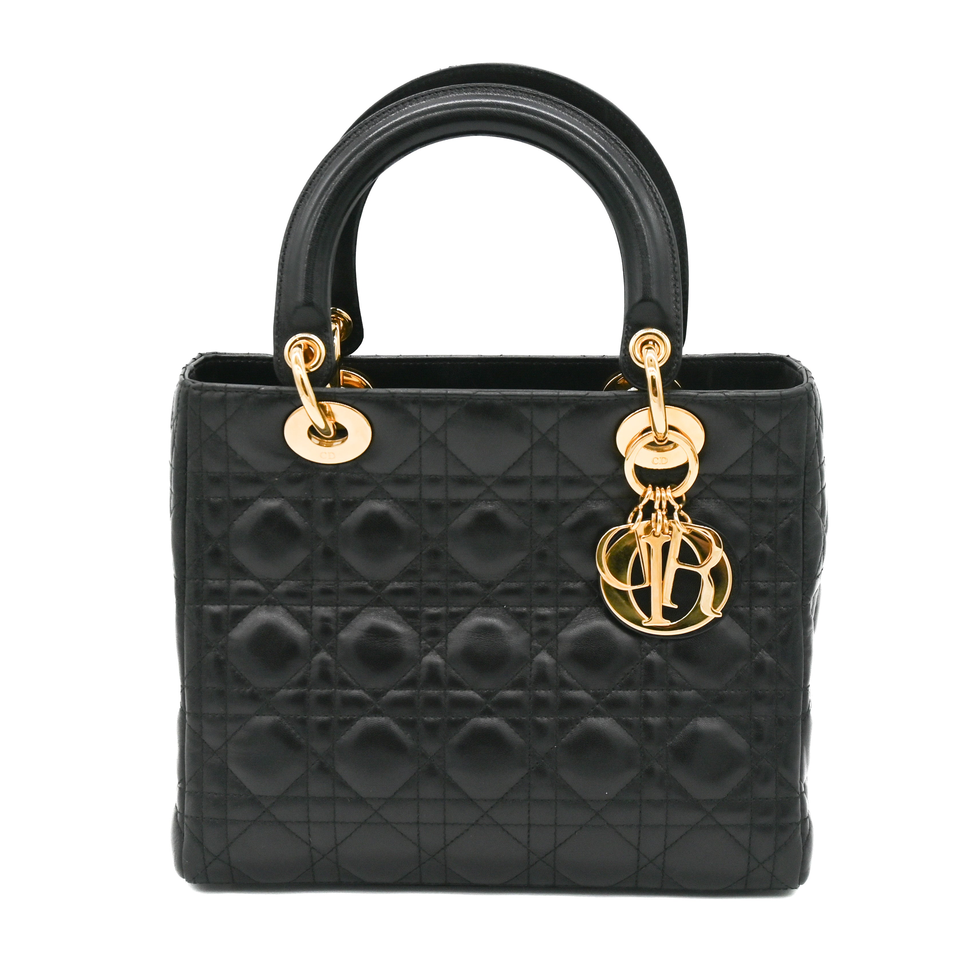DIOR Dior Medium Cannage Lady Dior in Black Gold - Vault 55