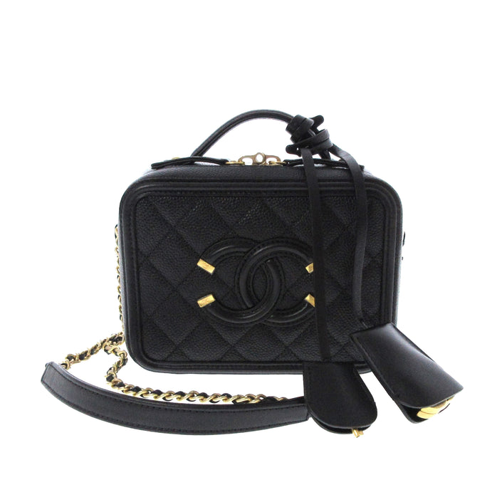 Chanel Small CC Filigree Caviar Vanity Case Black – Vault 55