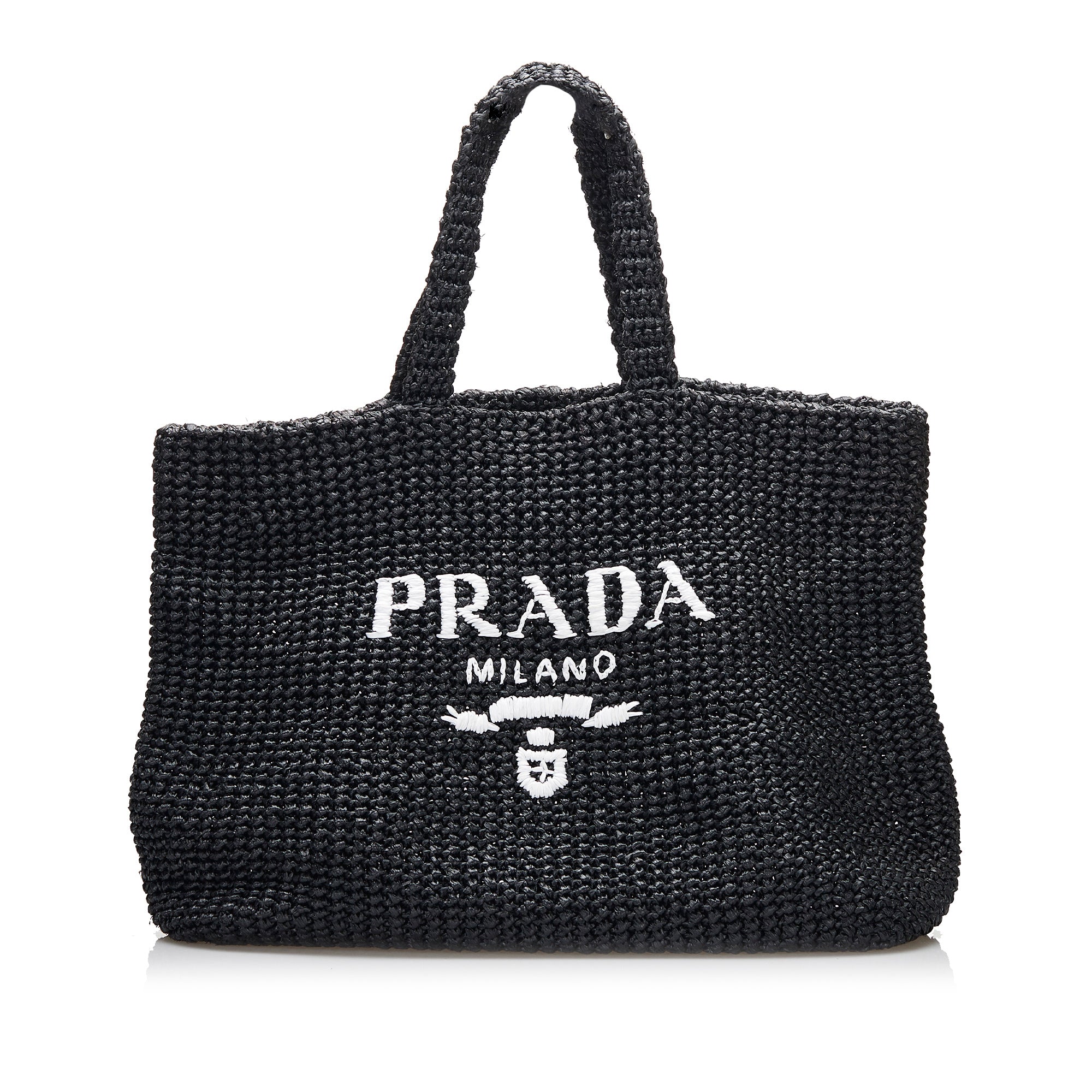 PRADA *Prada Raffia Tote Bag Large Black - Vault 55