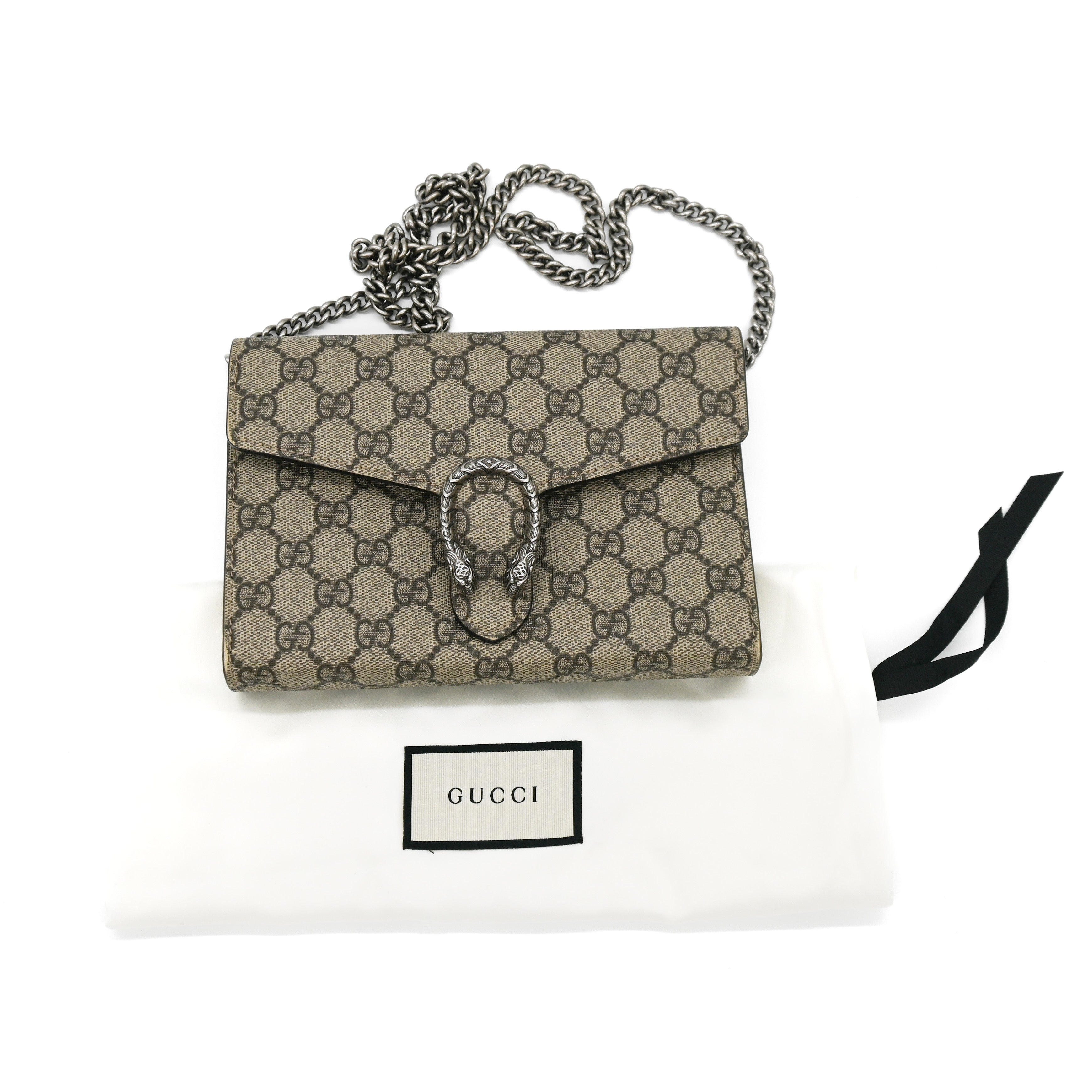 GUCCI Gucci GG Supreme Mini Dionysus Wallet On Chain Crossbody - Vault 55