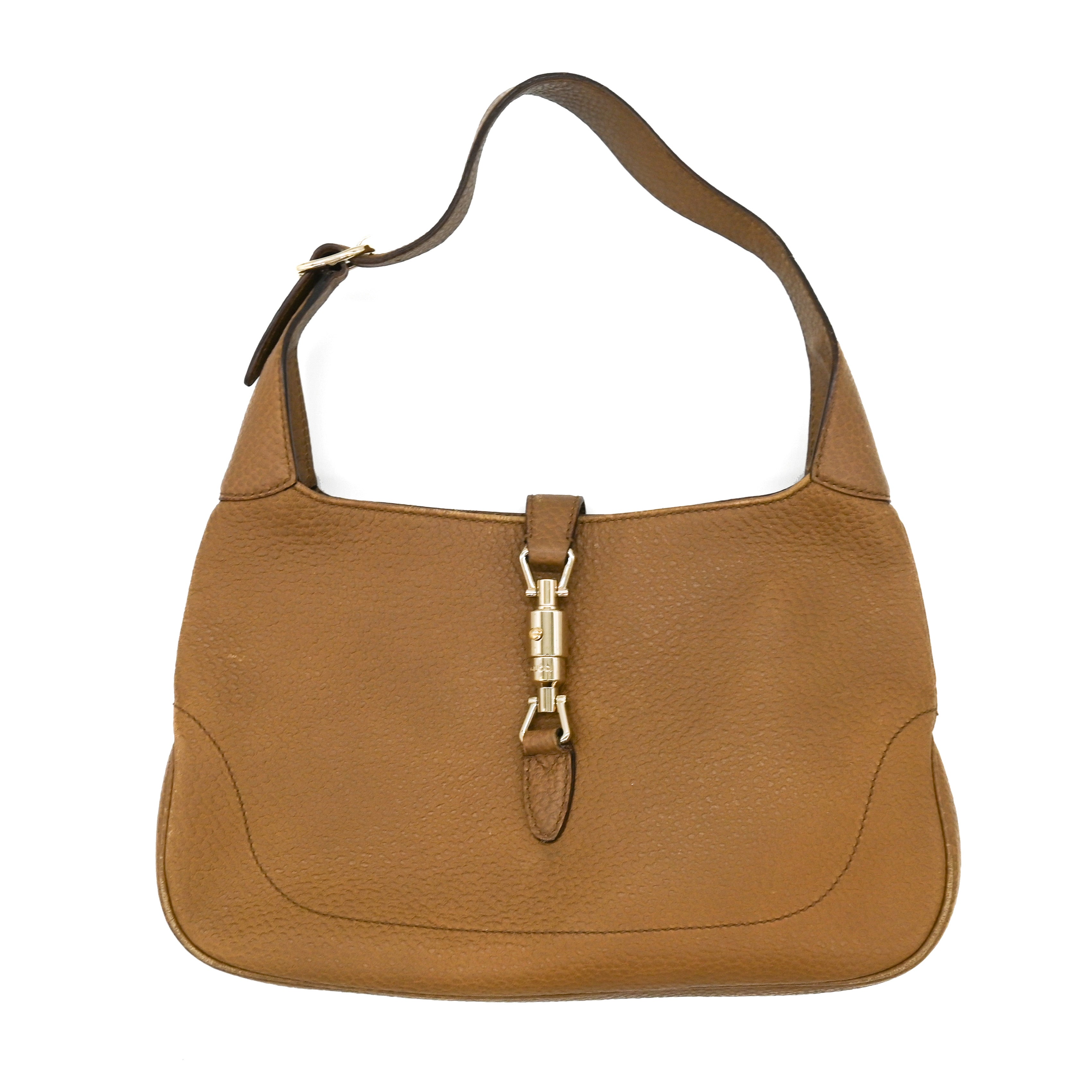GUCCI Gucci Jackie Small Vintage Calfskin Leather Hobo Bag in Tan - Vault 55