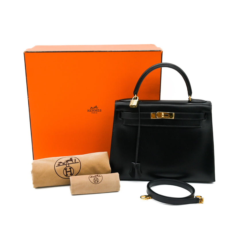 Hermes Brique Box Calf Leather Gold Hardware Kelly Sellier 28 Bag Hermes |  The Luxury Closet
