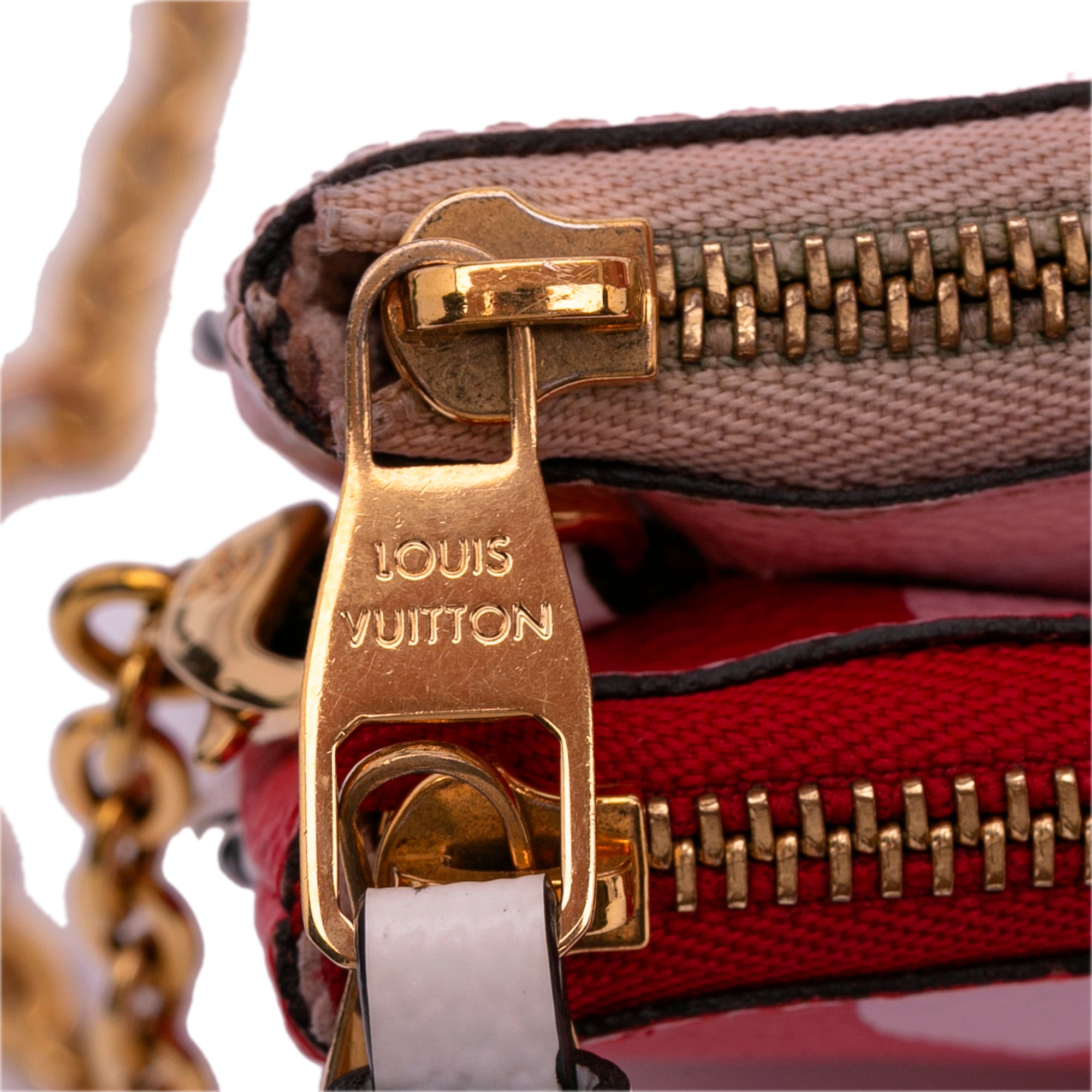 Louis Vuitton Red Monogram Canvas Double Zip Giant Pochette Gold