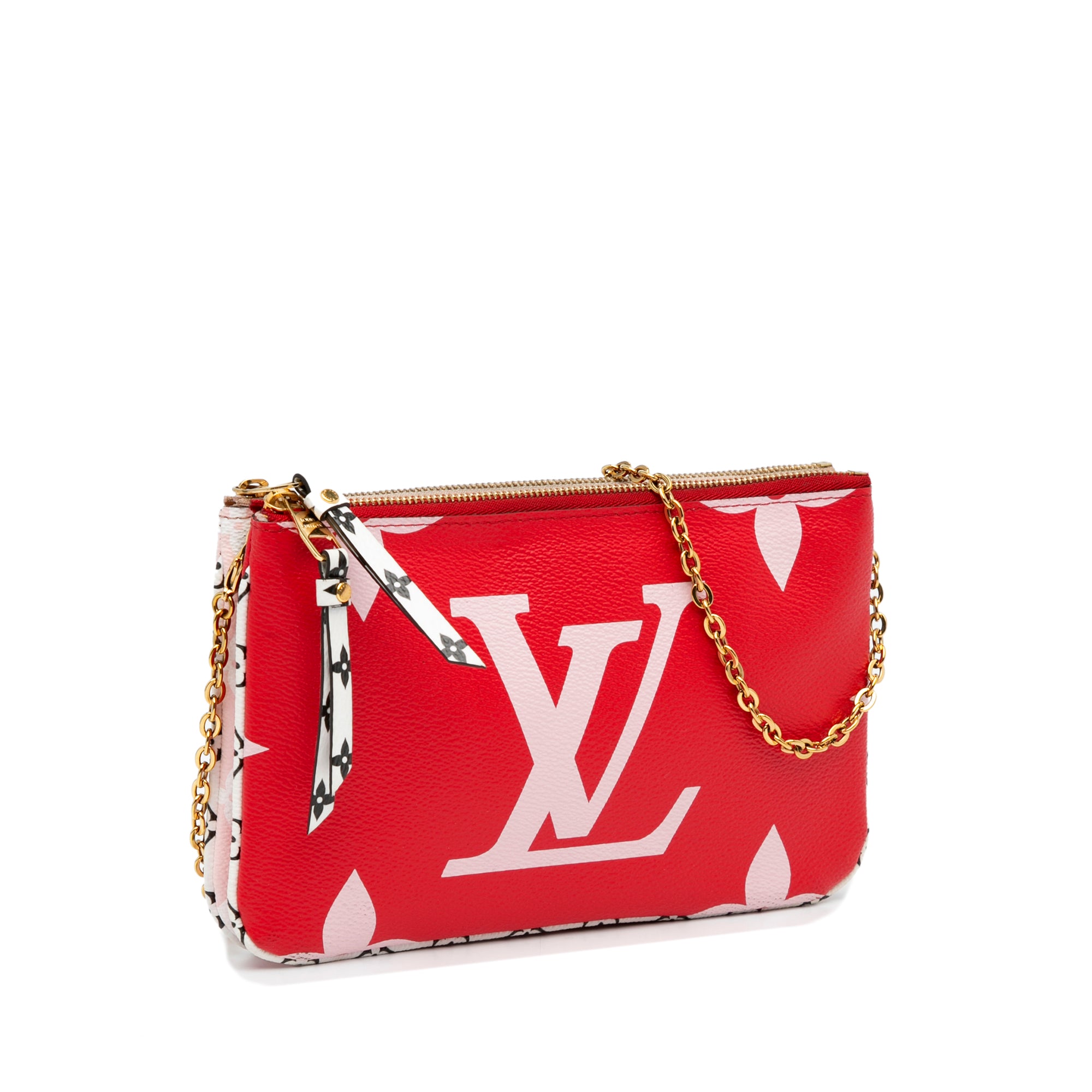 Louis Vuitton Pochette Double Zip Monogram Giant, Red Pink, Limited Ed