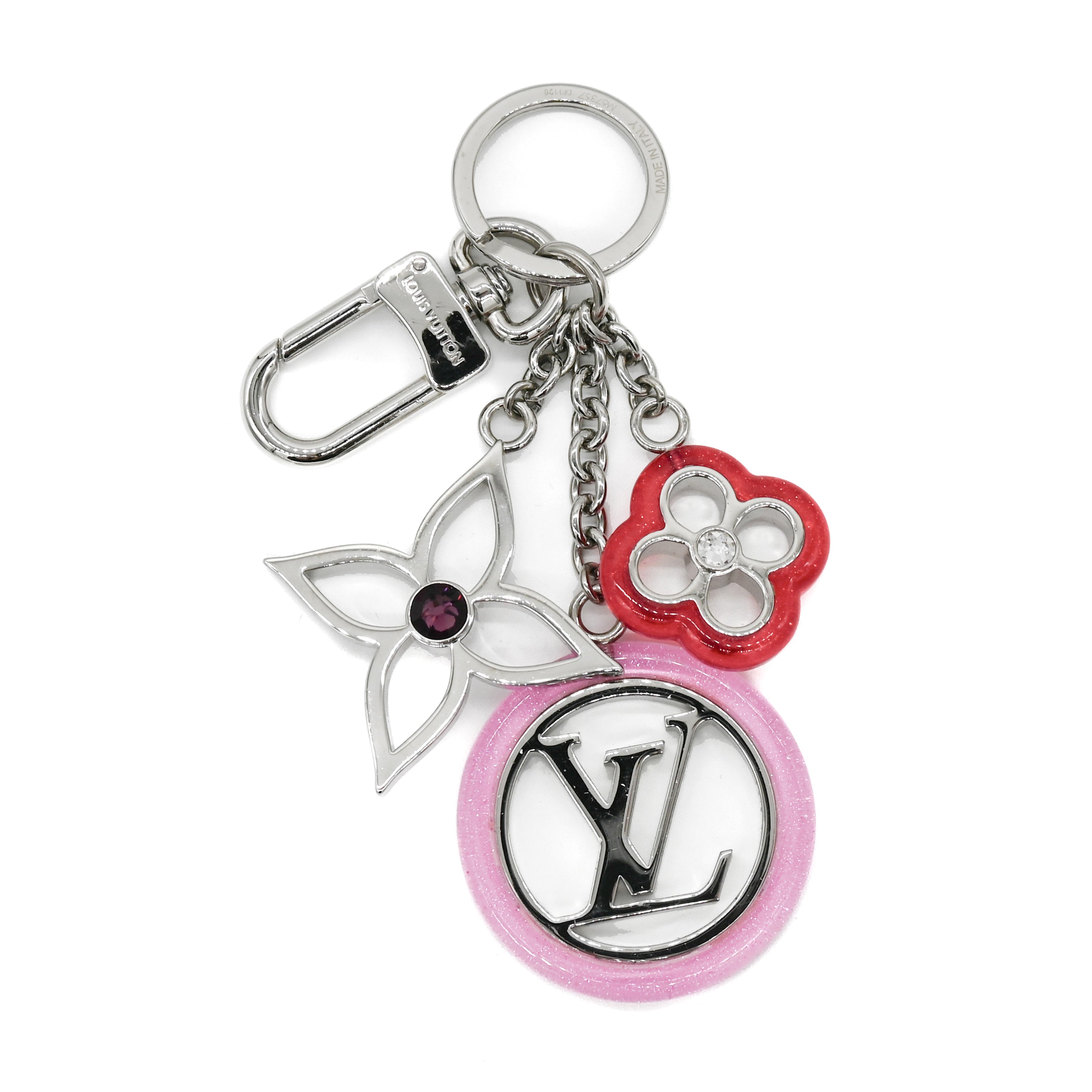 lv wristlet keychain strap pink
