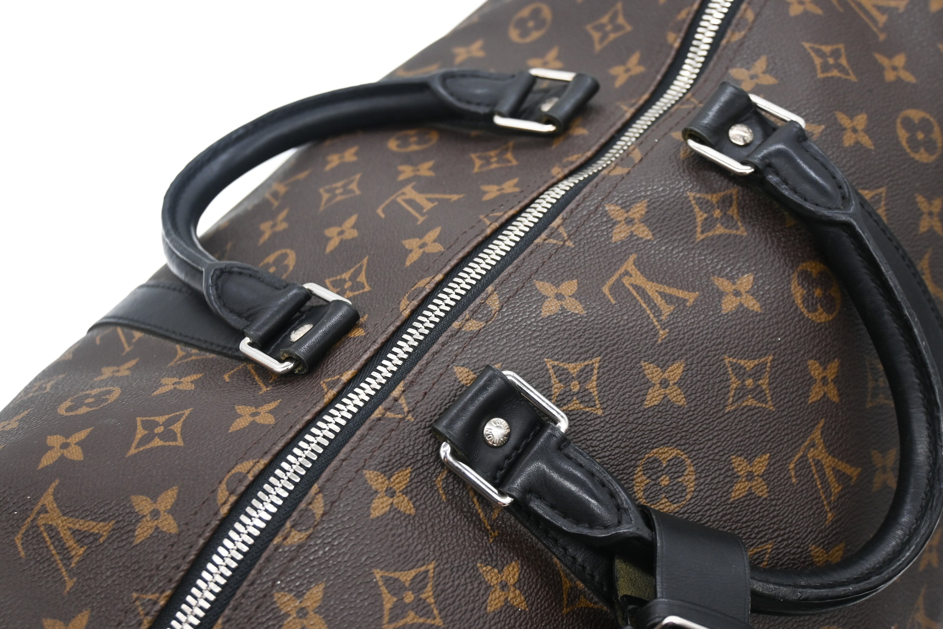 LOUIS VUITTON Keepall Bandouliere 55 Monogram Macassar Travel Bag Brow