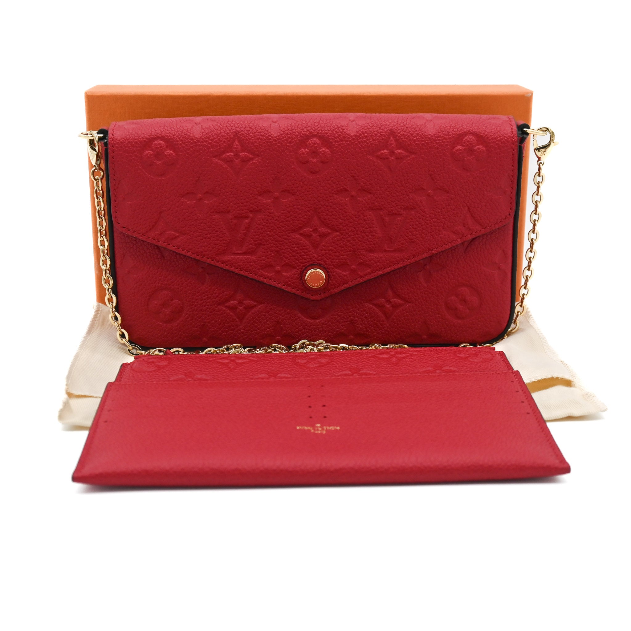 Louis Vuitton Red Monogram Empreinte Pochette Felicie Crossbody Bag - Vault 55 | Authentic Preowned Luxury