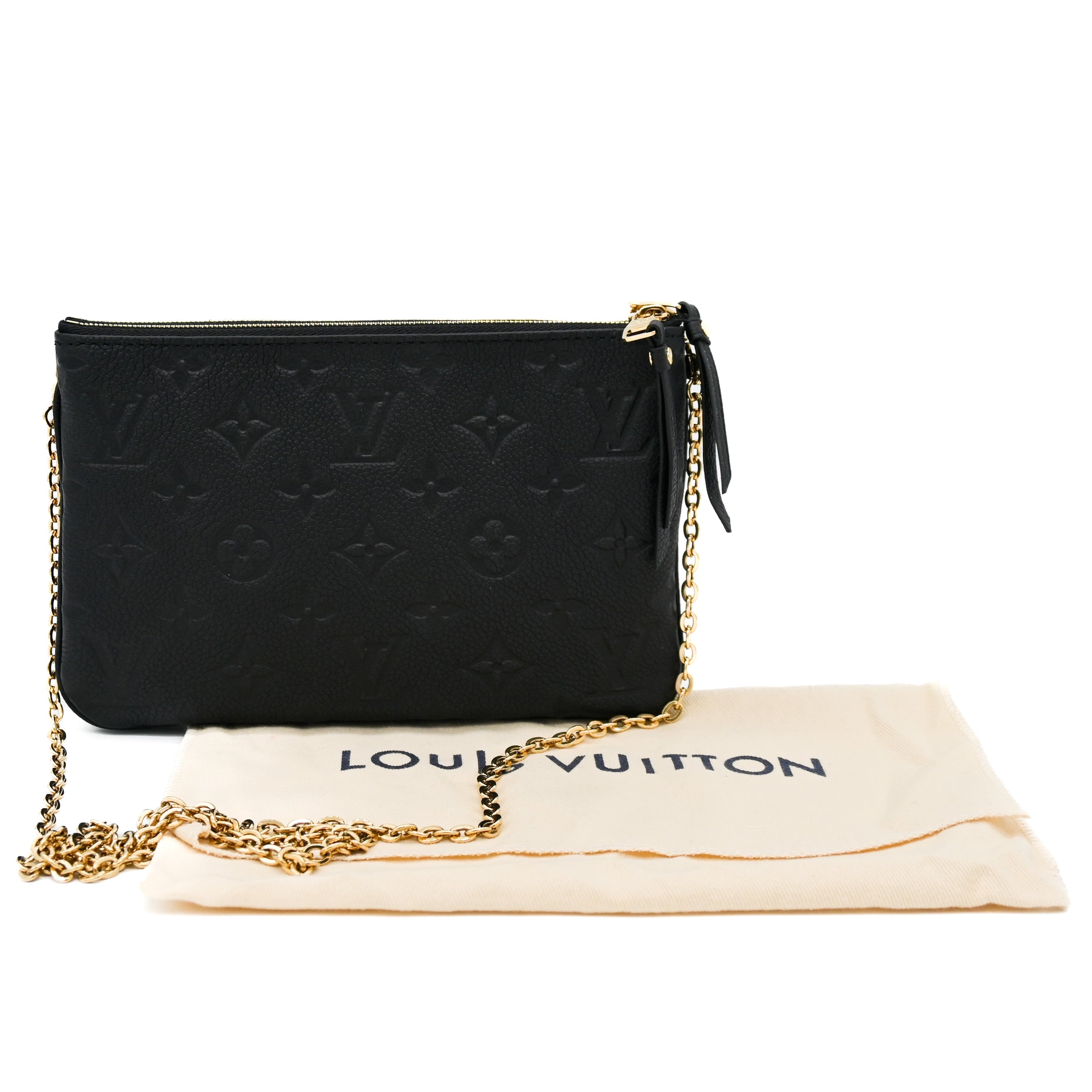 Louis Vuitton Navy x Red Empreinte Leather Double Zip Pochette