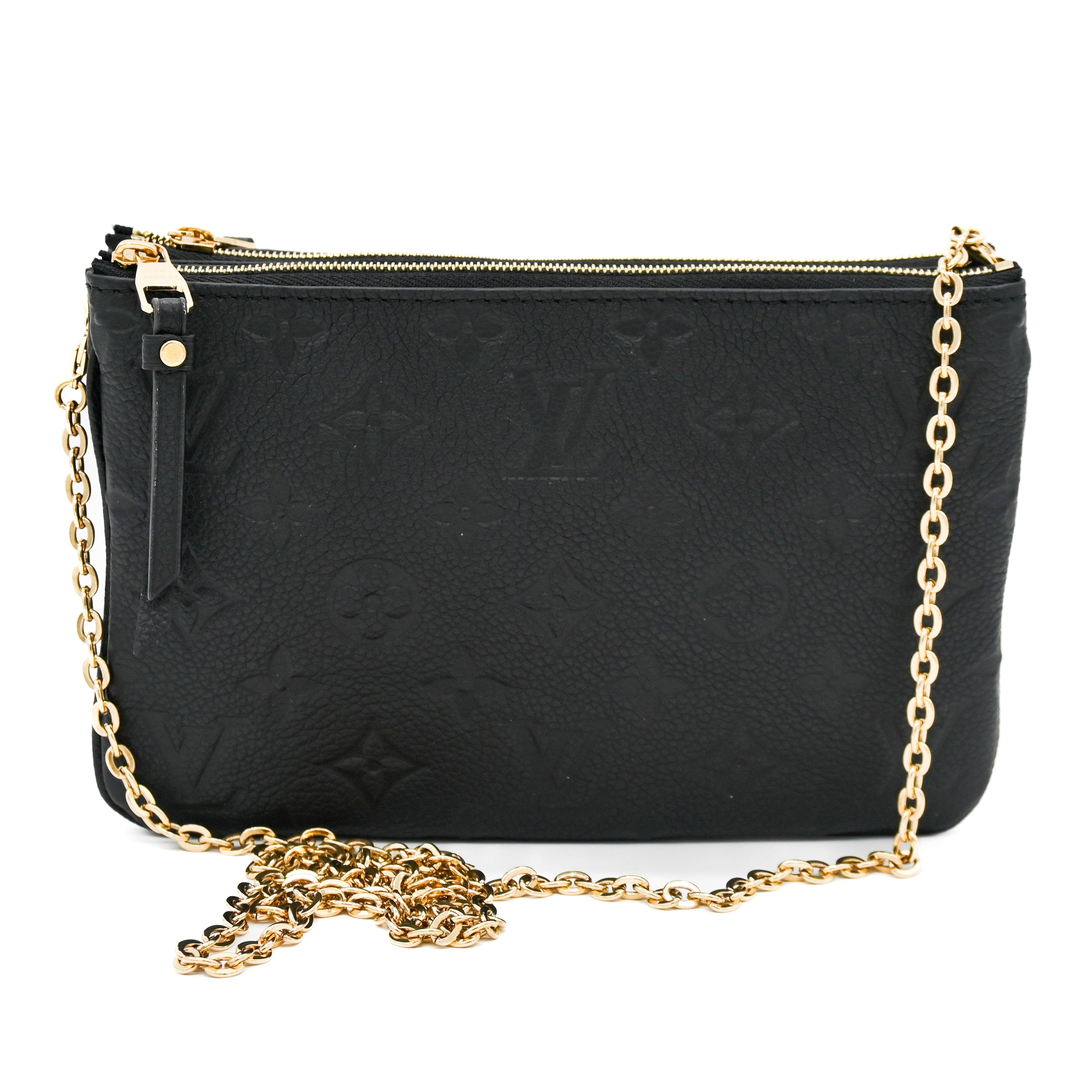 Vuitton Black Embossed Double Crossbody New in Box For Sale at
