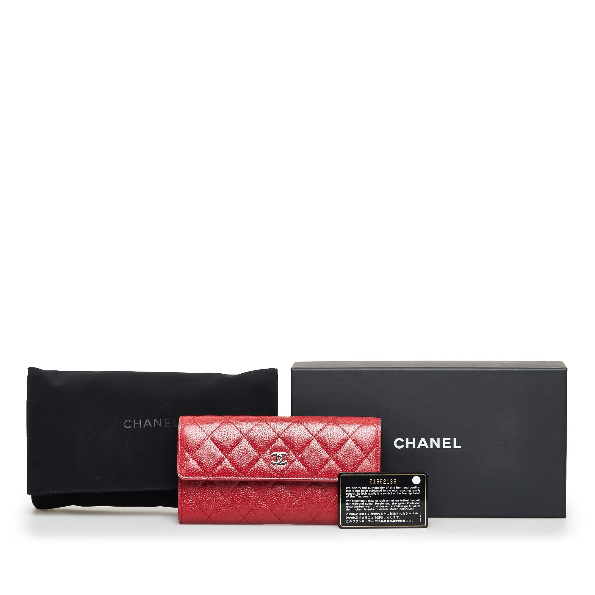 CHANEL NEW DROP Chanel CC Caviar Flap Continental Wallet Red - Vault 55