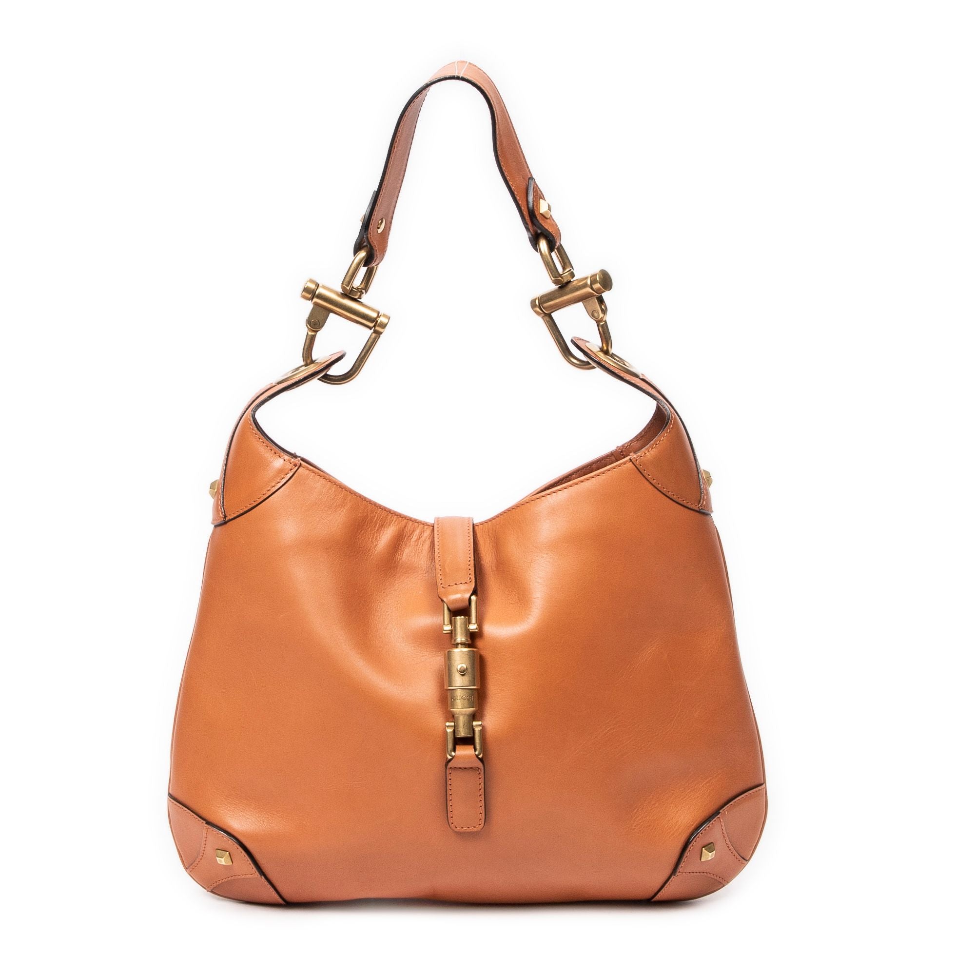 GUCCI Gucci Jackie Small Vintage Leather Hobo Bag in Tan - Vault 55