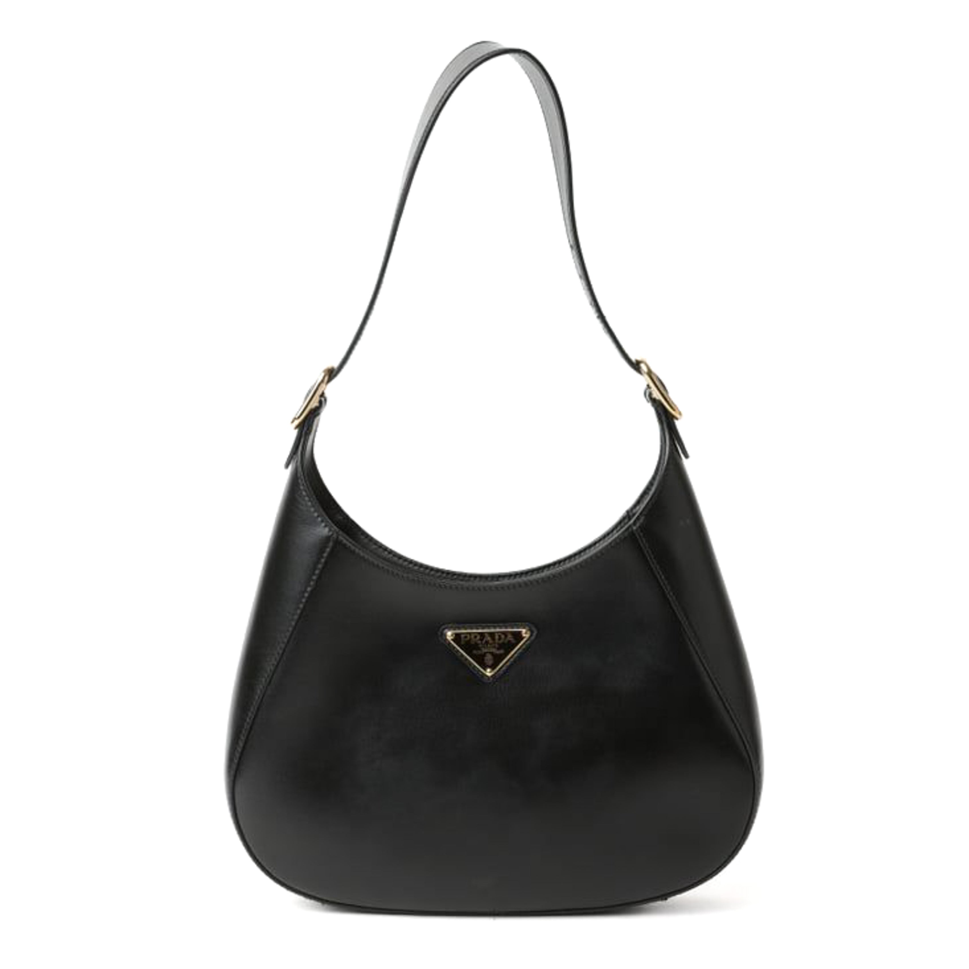 PRADA Prada Cleo Shoulder Bag in Black Brushed Leather - Vault 55