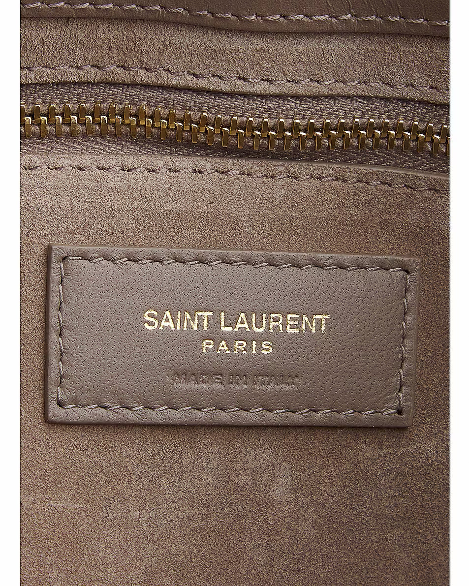 Saint Laurent Le 5 A 7 Ysl Calfskin Shoulder Bag In Taupe