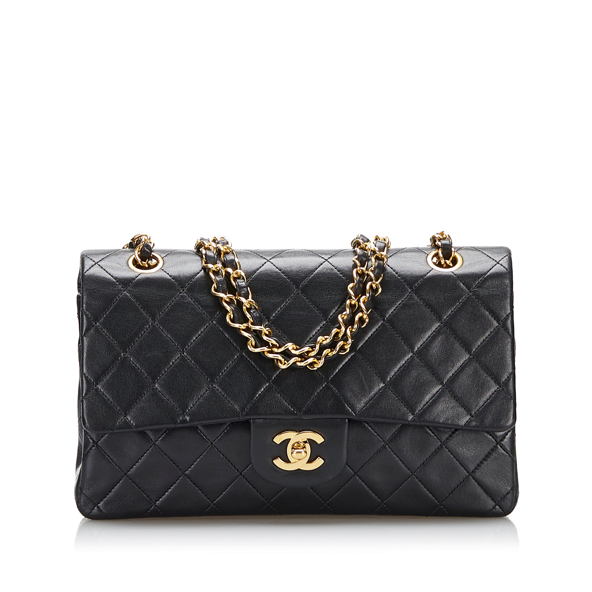 CHANEL Chanel Classic Double Flap Bag Quilted Lambskin Medium Black - Vault 55