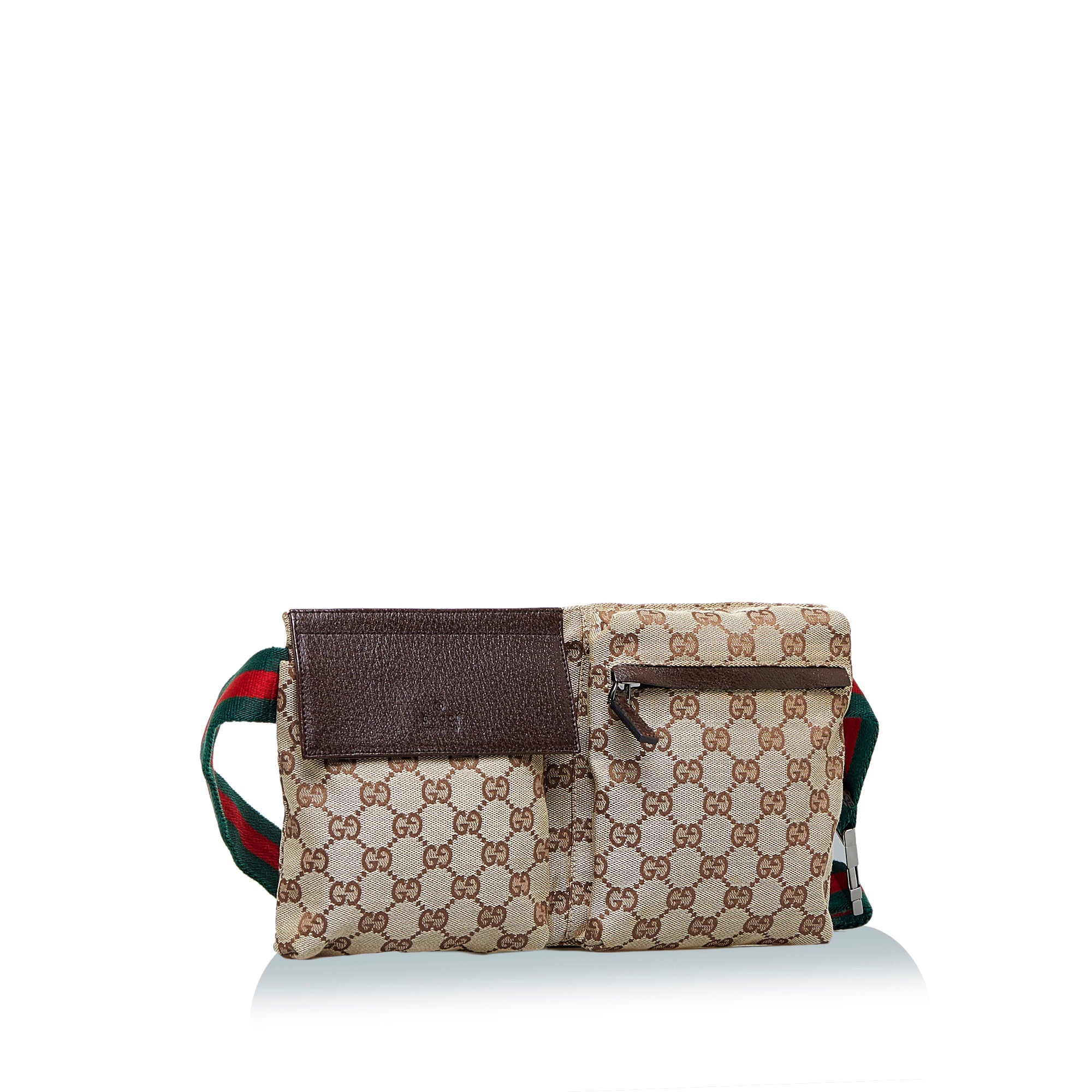 GUCCI NEW DROP Gucci GG Canvas Double Pocket Belt Bag - Vault 55