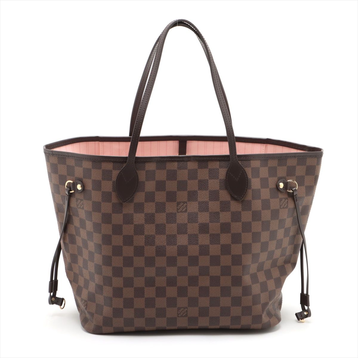 Louis Vuitton Neverfull MM Tote Damier Ebene Rose Ballerine Lining with Pouch - Vault 55 | Preowned Designer Handbags