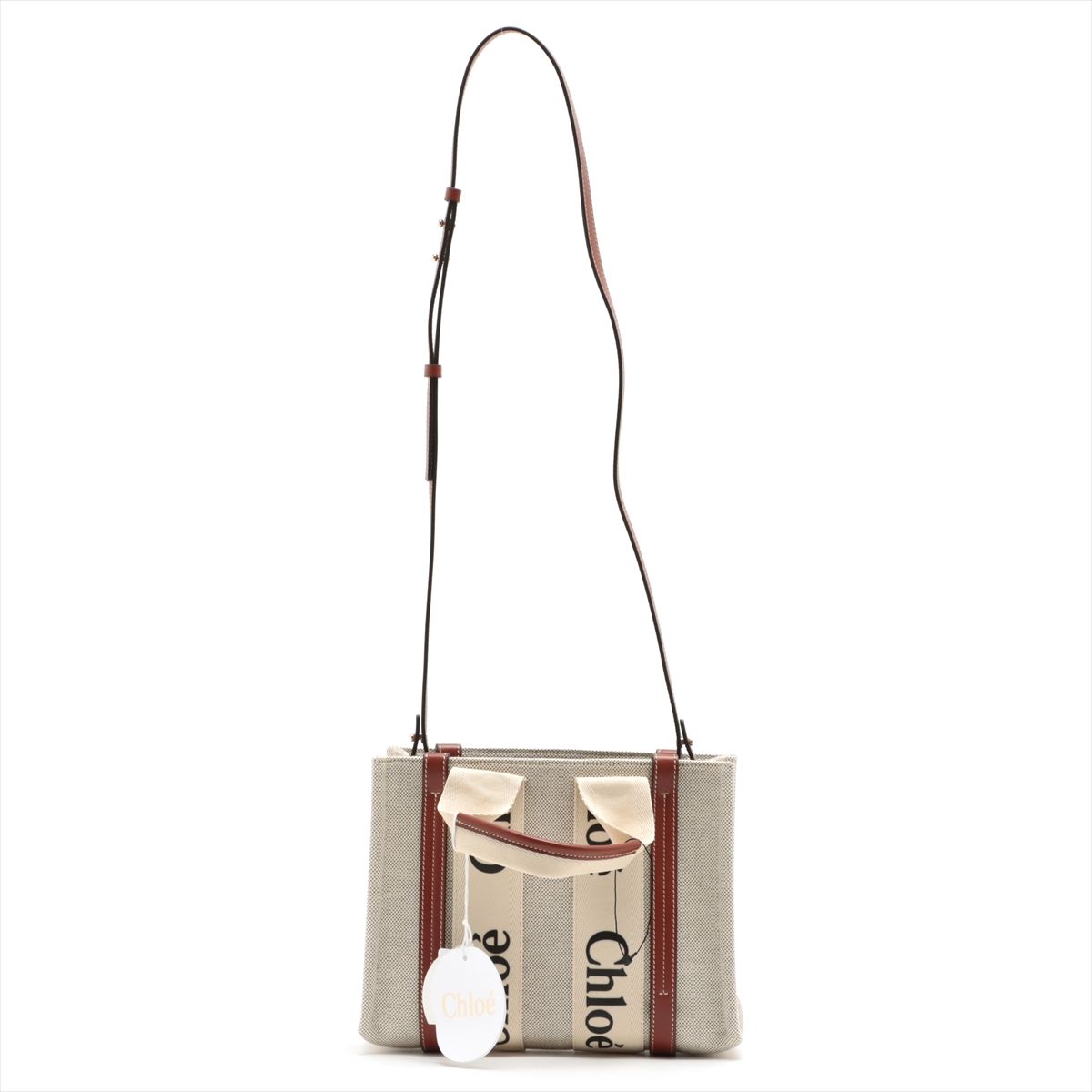 CHLOE Chloe Woody Tote Bag Small in Brown Leather & Linen - Vault 55