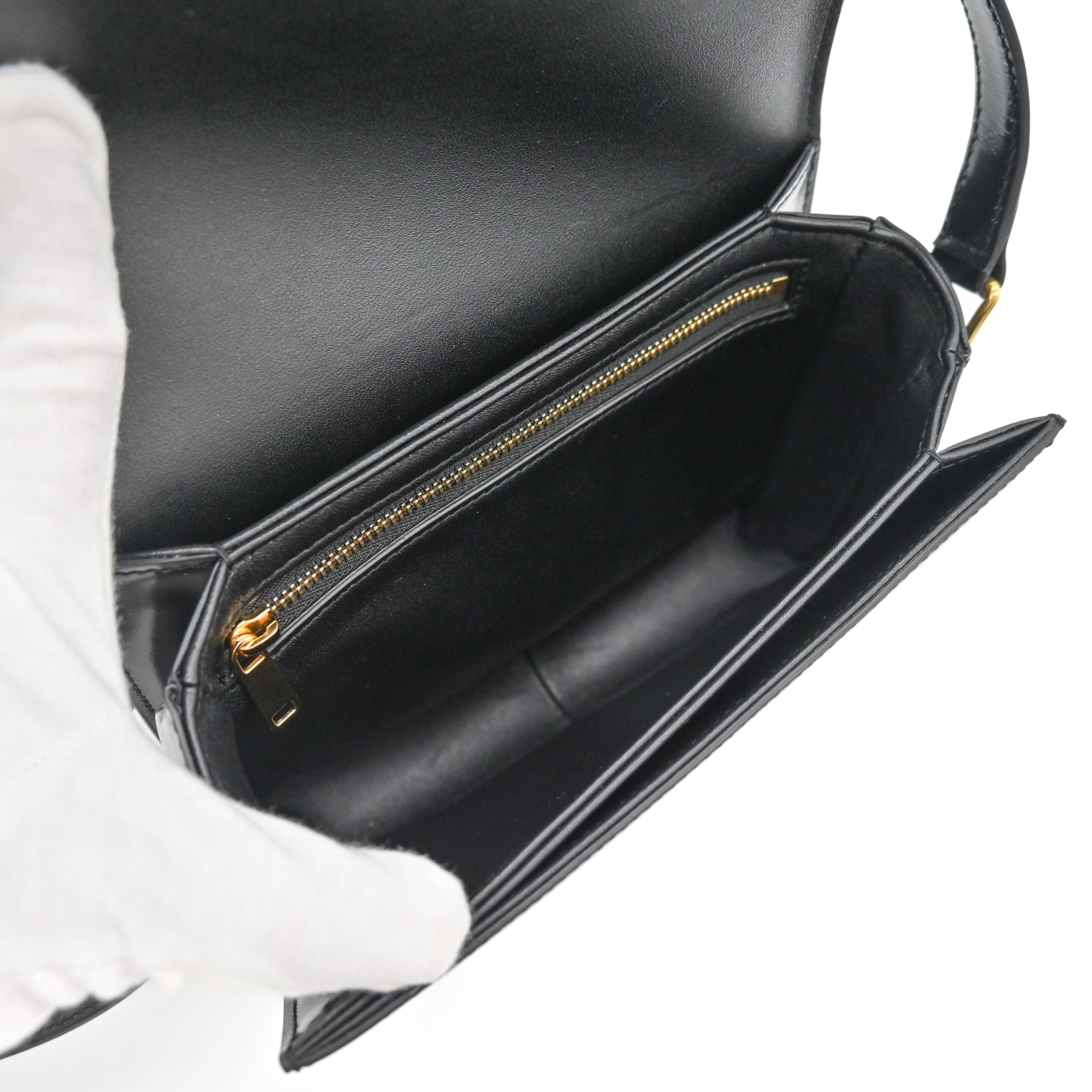 Celine Teen Triomphe Bag in Shiny Black Calfskin