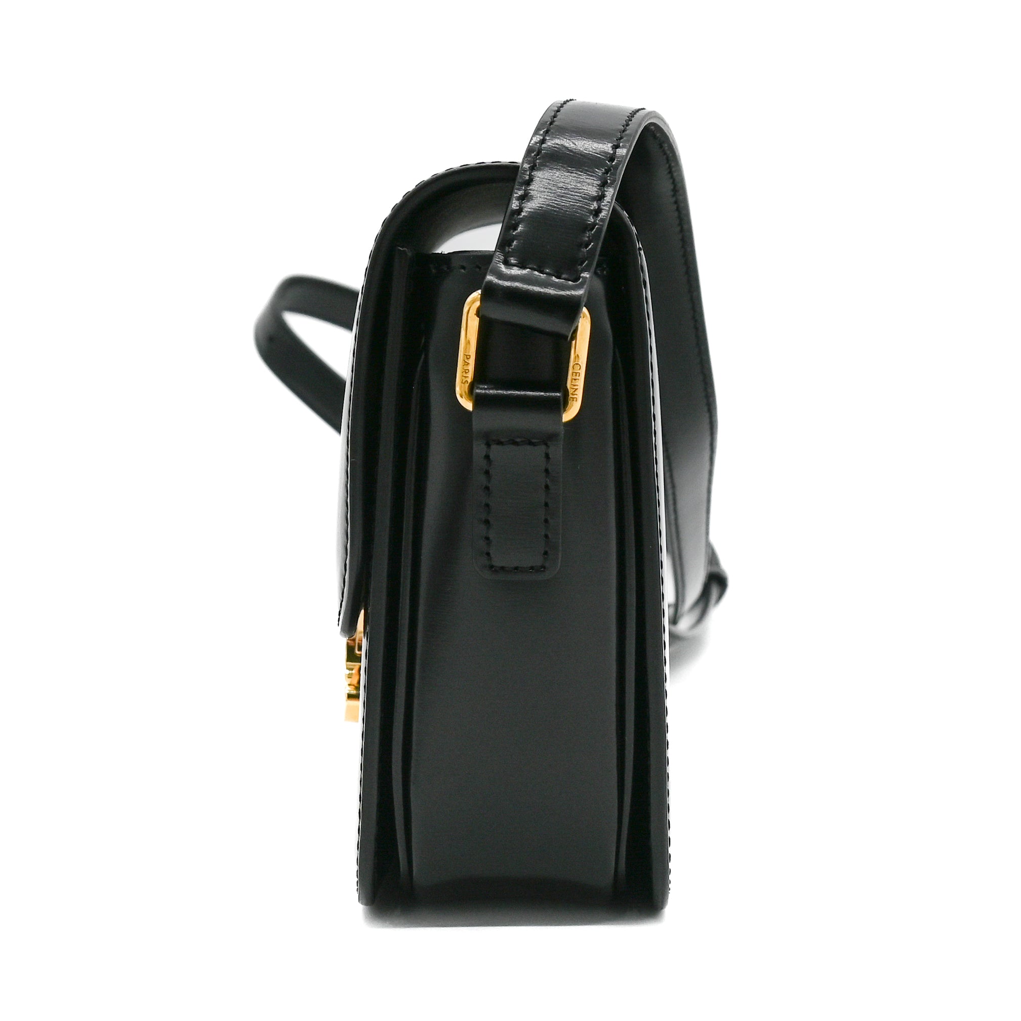 Celine Teen Triomphe Bag in Shiny Black Calfskin