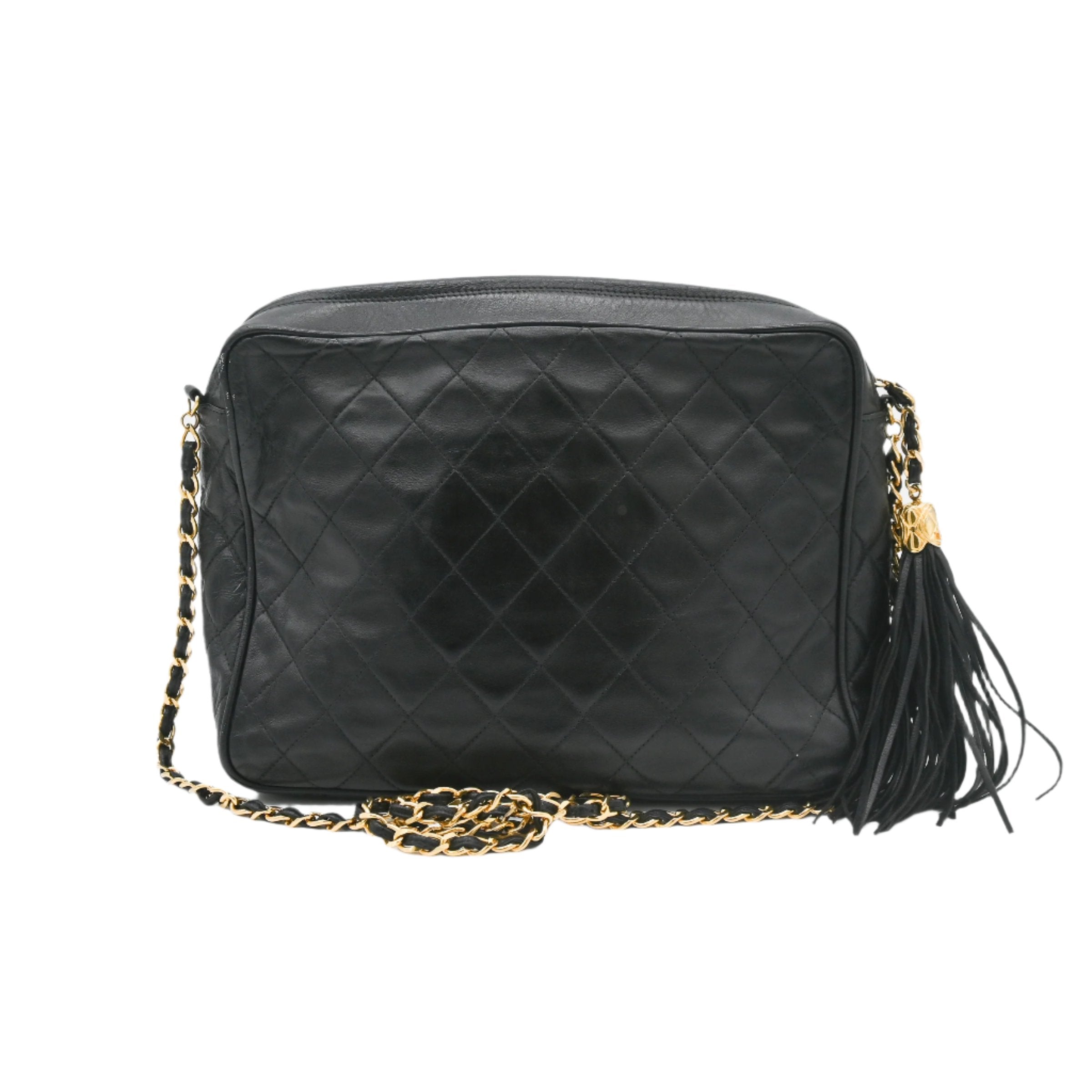 Chanel Vintage Matrasse Fringe Crossbody Camera Bag Quilted Lambskin