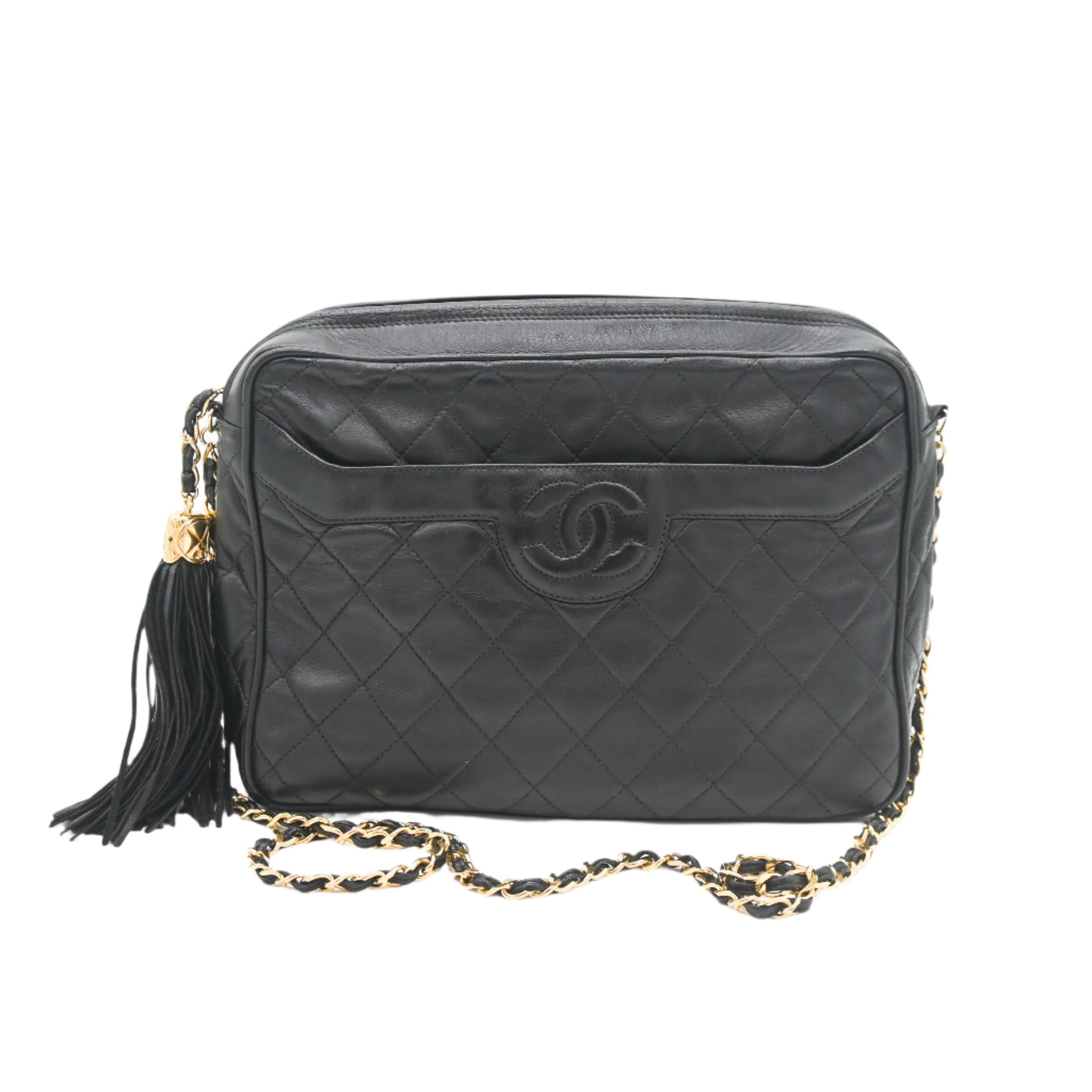 Chanel Vintage Matrasse Fringe Crossbody Camera Bag Quilted Lambskin