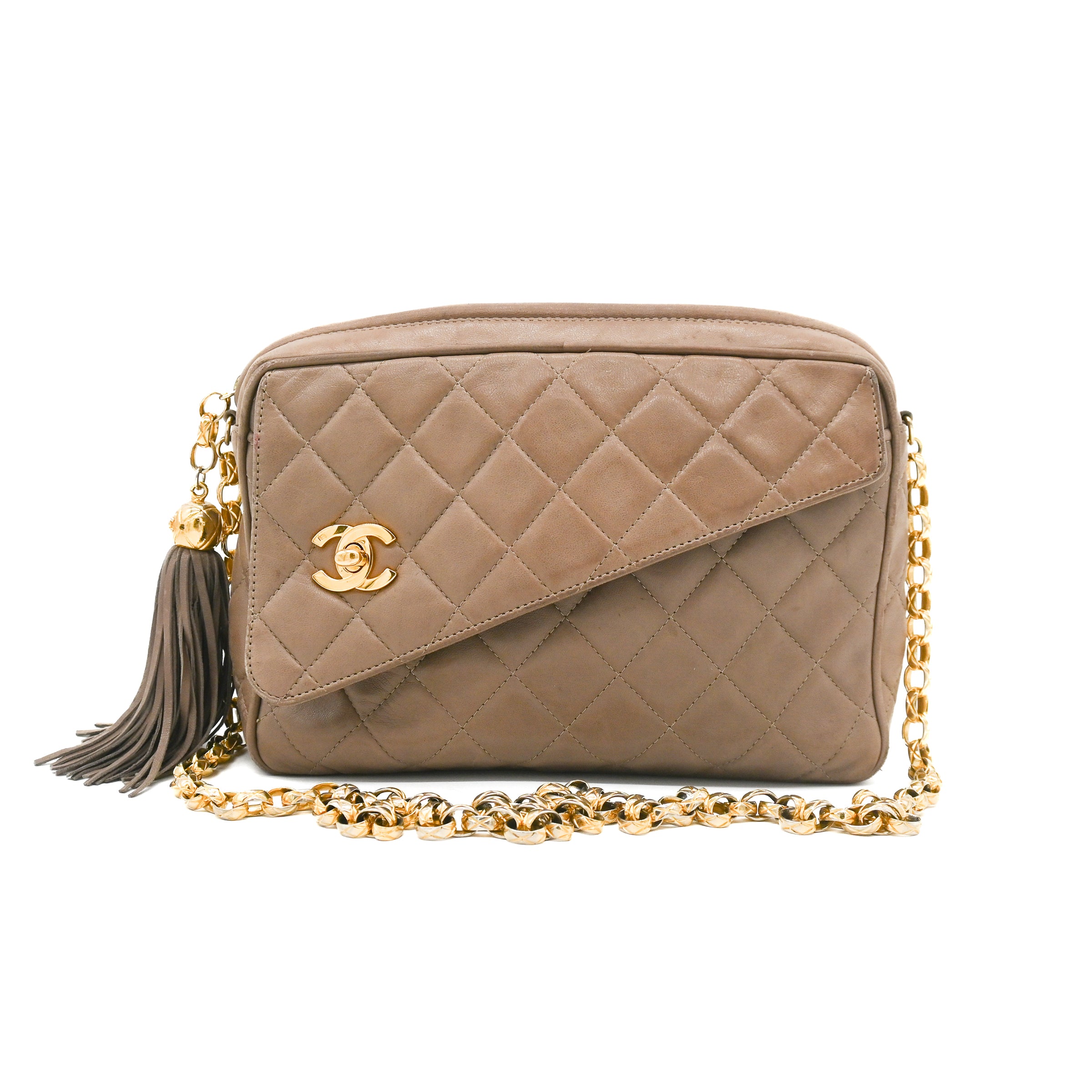 Chanel Vintage CC Tassel Camera Bag in Brown