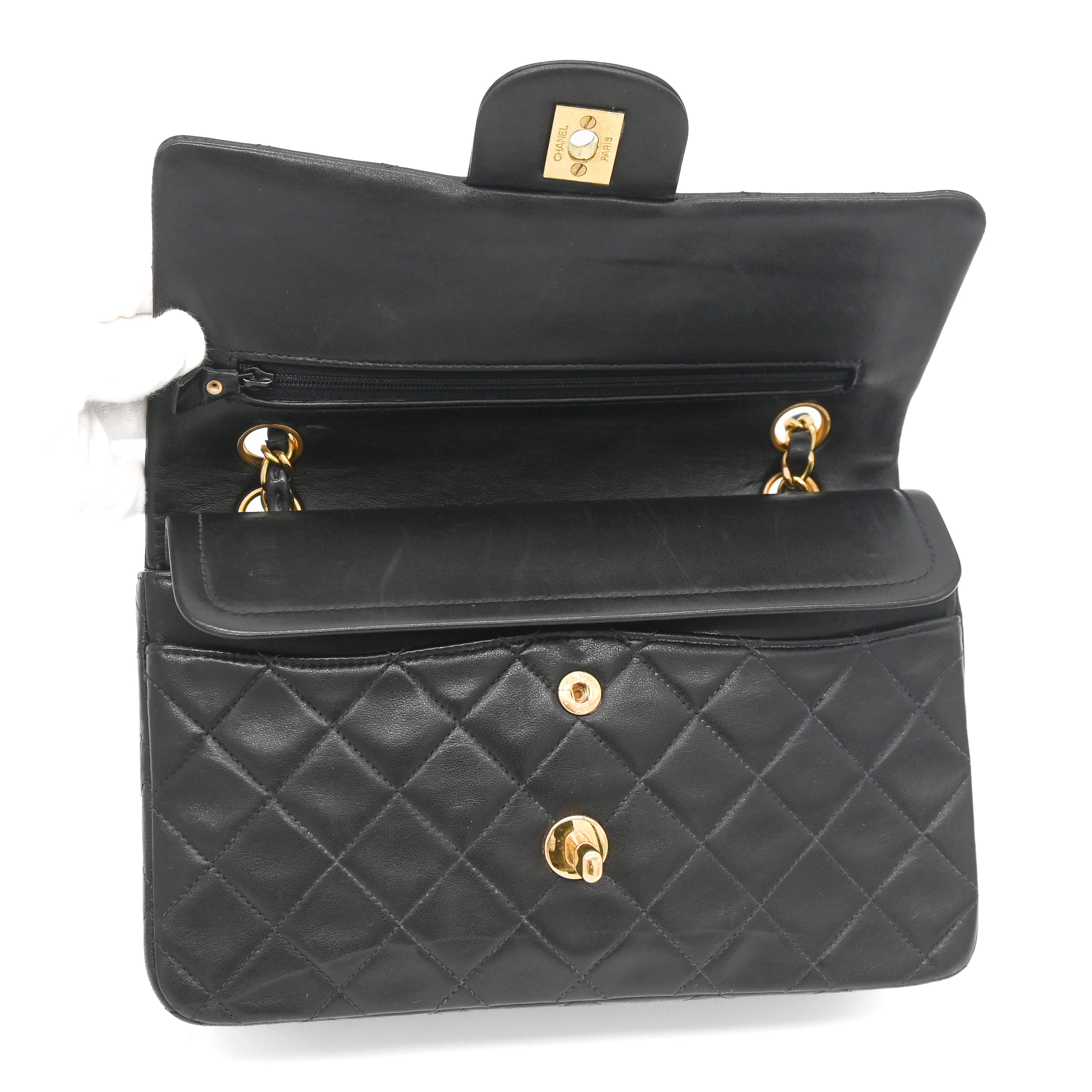 Chanel Vintage Small Classic Lambskin Double Flap Black