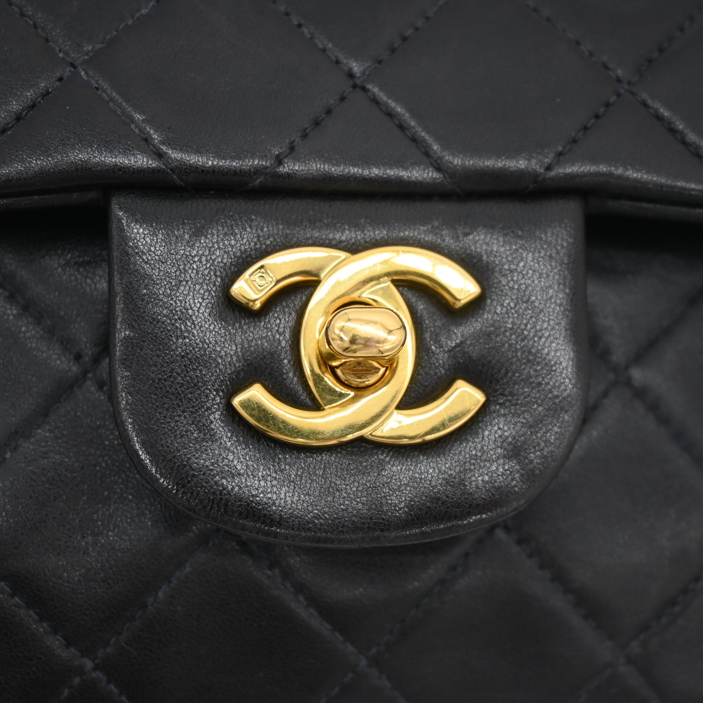 Chanel Vintage Small Classic Lambskin Double Flap Black