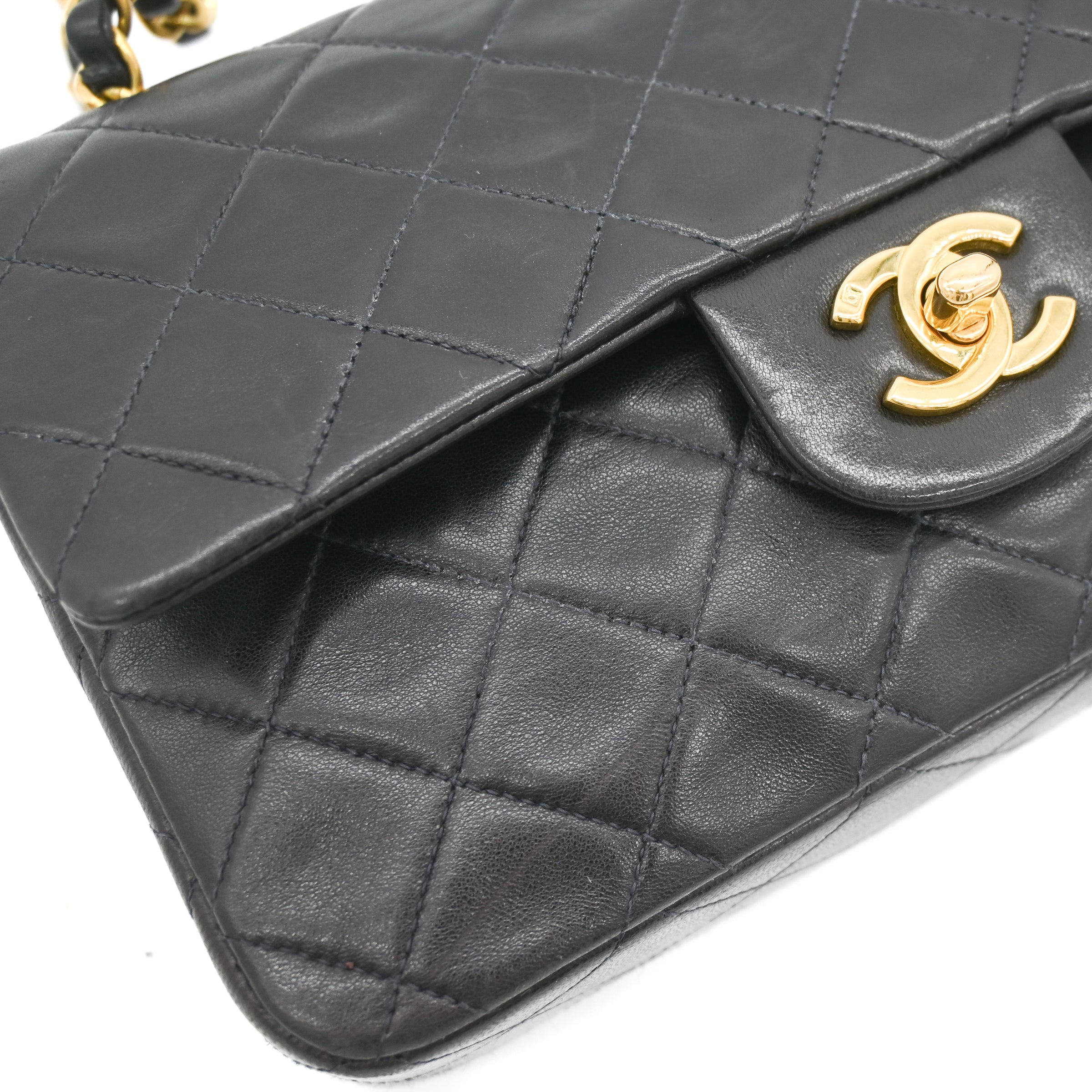 Chanel Vintage Small Classic Lambskin Double Flap Black