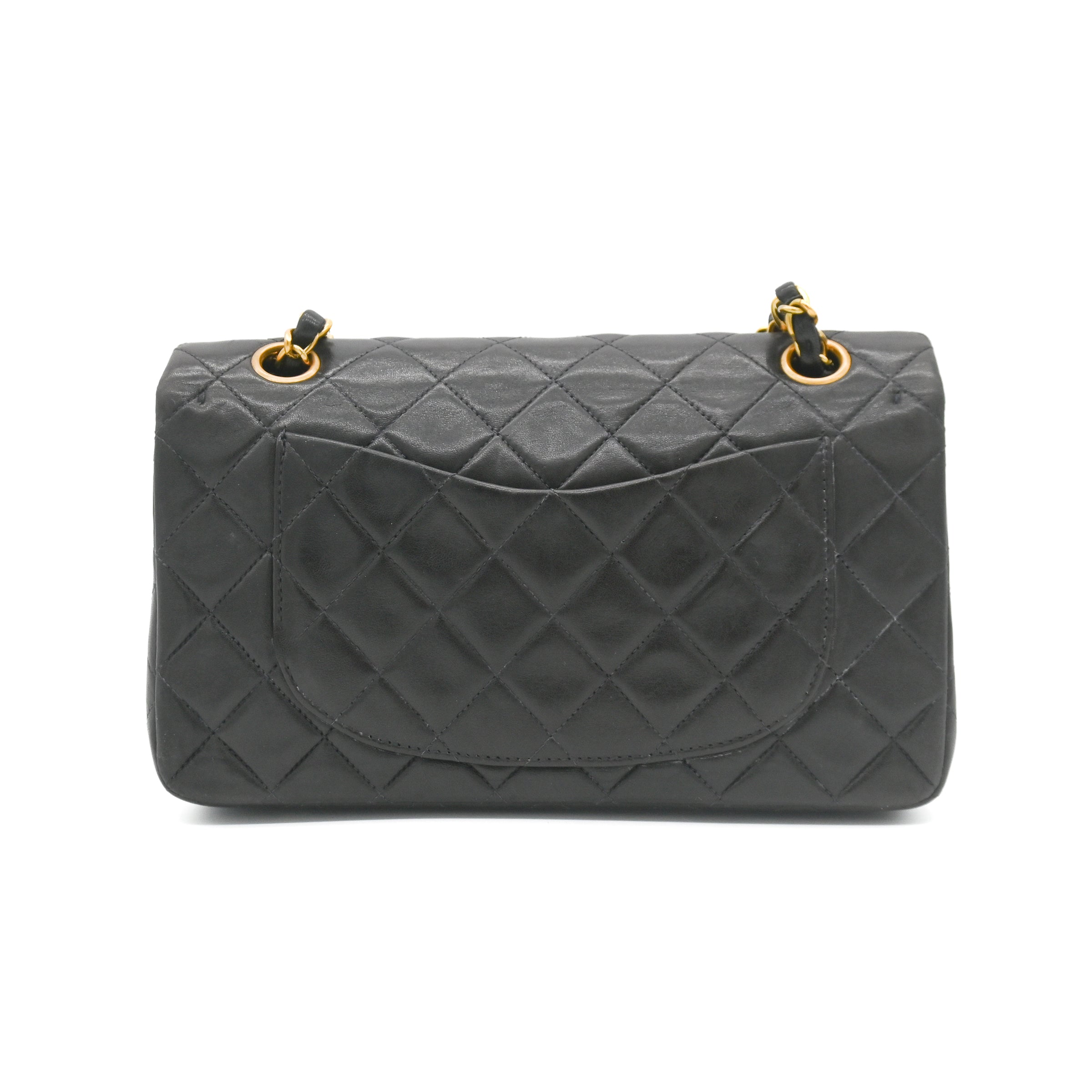 Chanel Vintage Small Classic Lambskin Double Flap Black