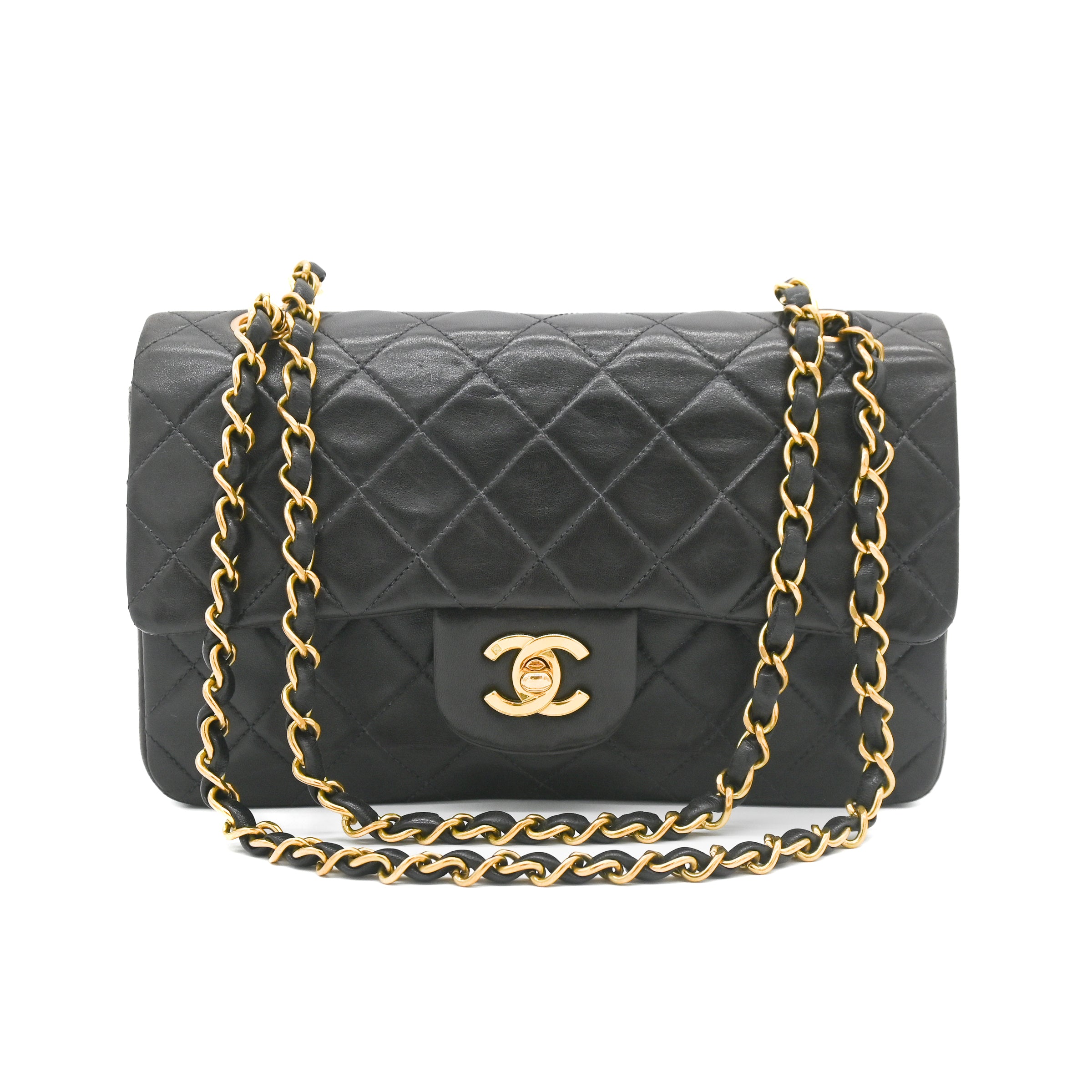 Chanel Vintage Small Classic Lambskin Double Flap Black