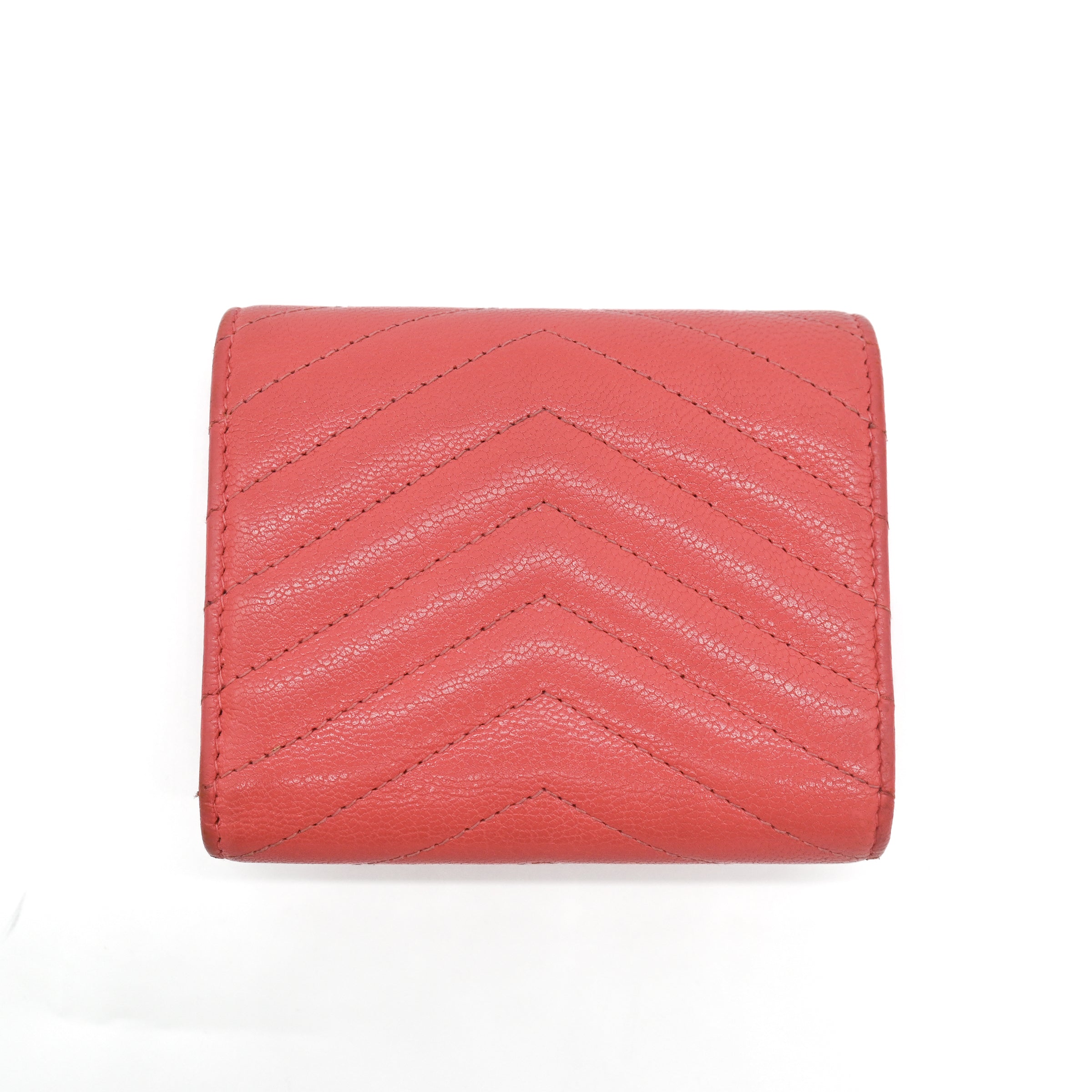 Chanel Coral Pink Chevron Lambskin Trifold Wallet