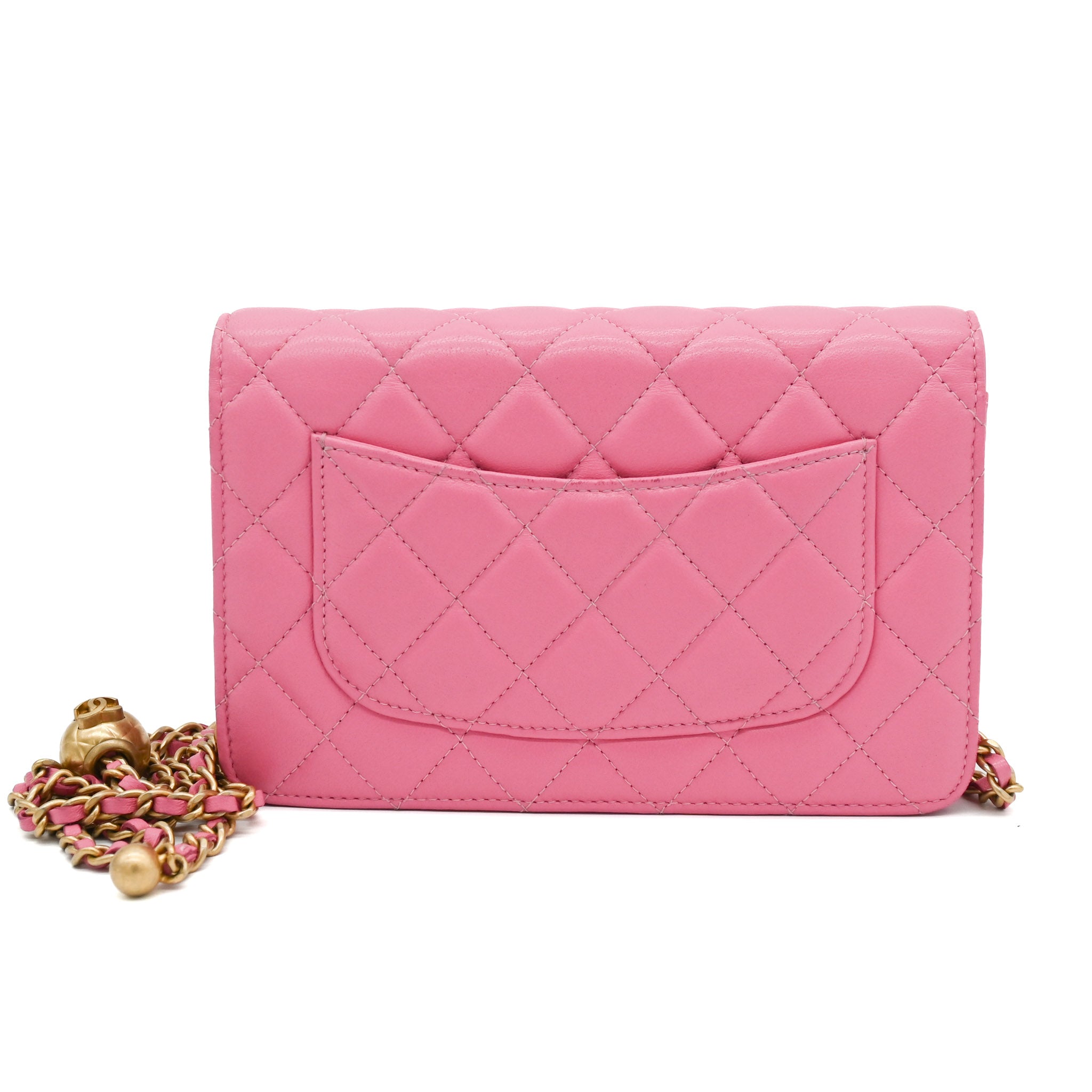 Chanel Pink Pearl Crush Lambskin Crush Wallet on Chain with Gold Hardware